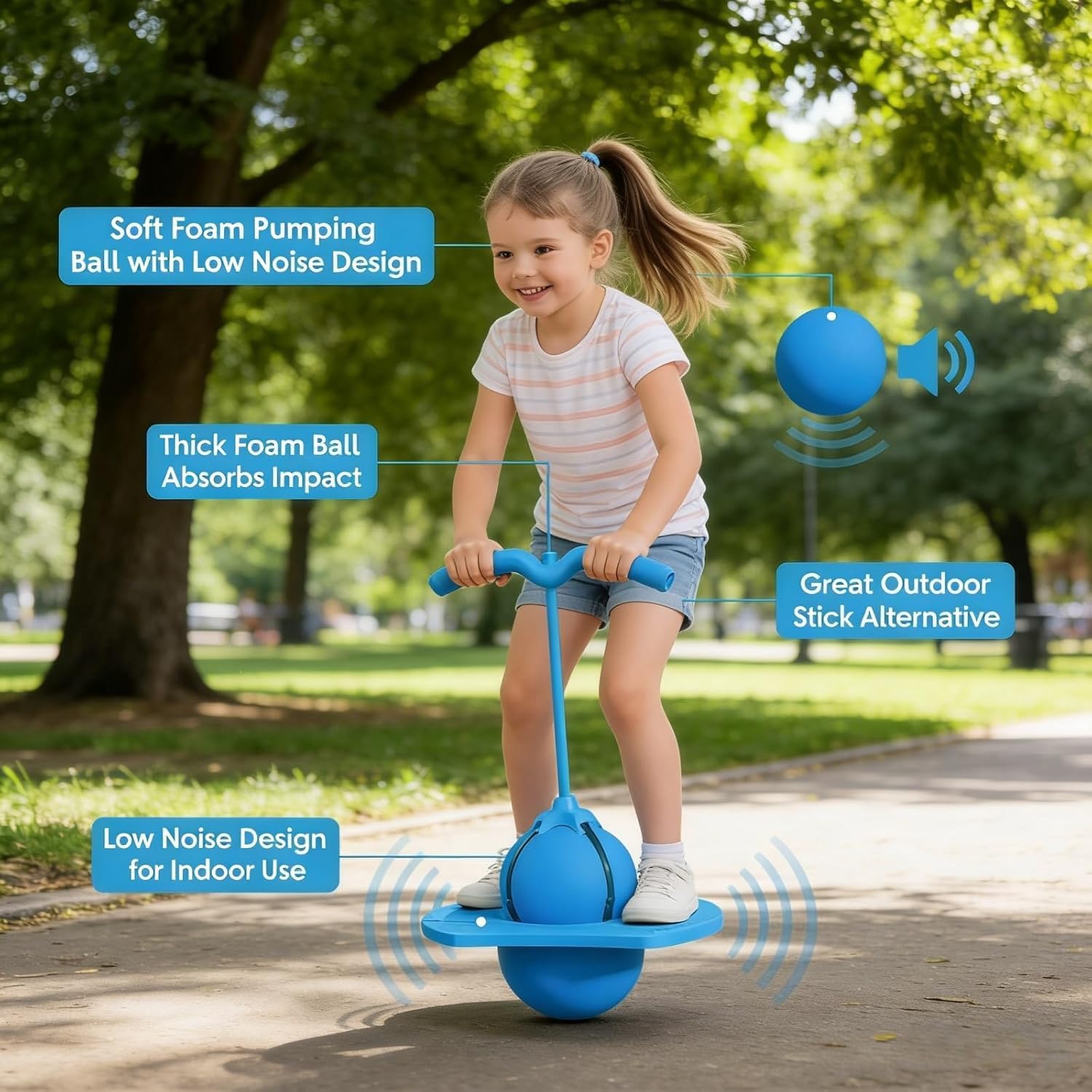 2026 New Childrens Balance Jumping Ball, Fun Pogo Jumper with Stable Handle & Air Pump, Kid's Bouncy Stick Jump Ball Toy, Non-Slip Footpads