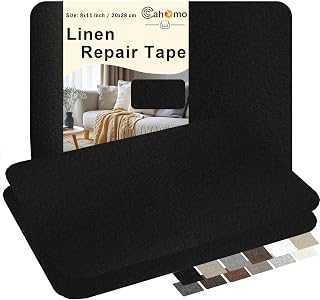 Cahomo 3PCS 11 x 8 inch Fabric Repair Patches, Self-Adhesive Canvas Repair Patches, Fabric Repair Kit for Furniture, Sofas, Car Seats, Chairs, Black