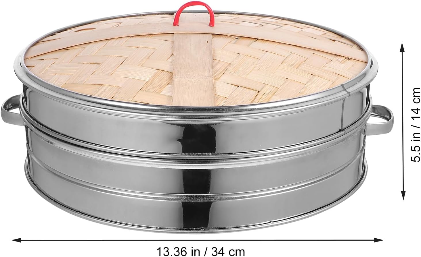 Stainless Steel Steamer Basket with Lid 30cm Double-handled Chinese Food Steamer for Dumplings and Buns Kitchen Cooking Portable Set