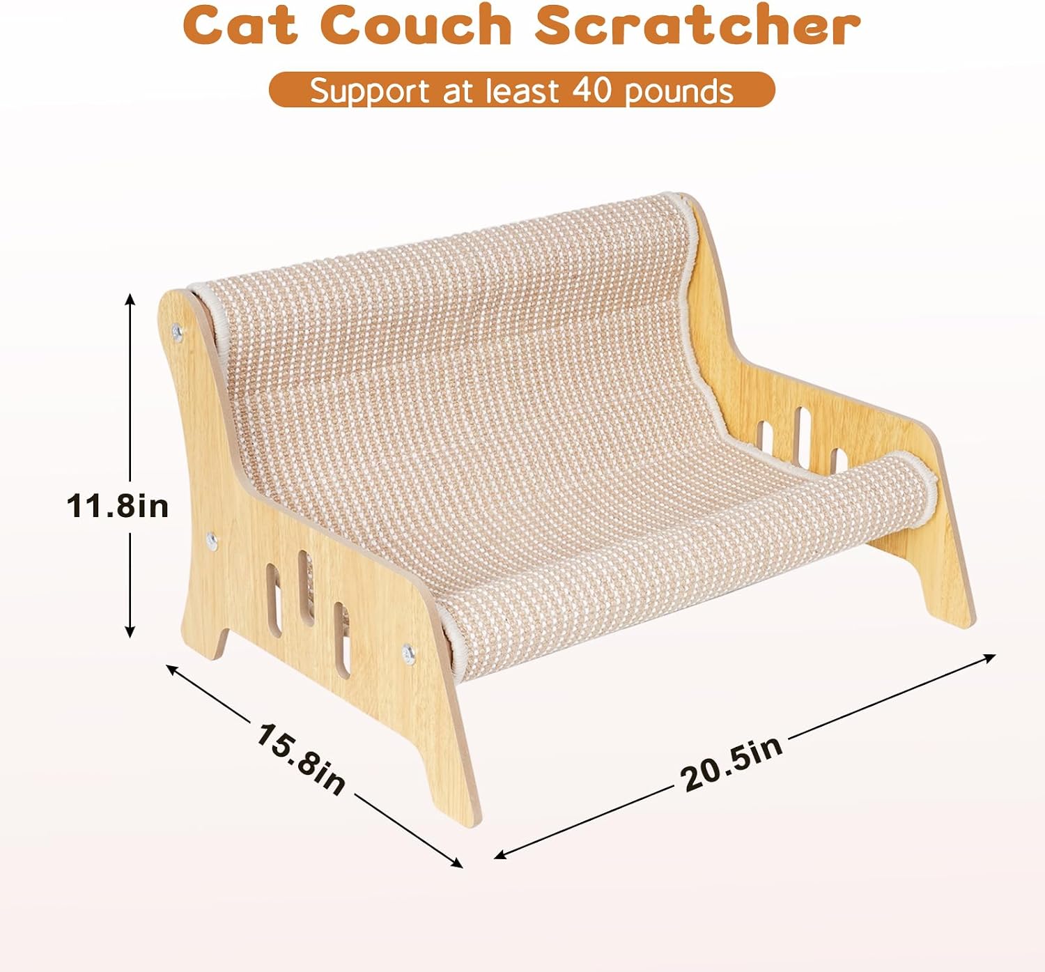 Large Sisal Cat Scratcher Sofa for Indoor Cats, Durable Cat Couch Furniture | Mess-Free No Shedding Cat Scratcher Bed, Multi-Functional Lounge for Scratching & Playing, Easy Assembly, Protects Furniture