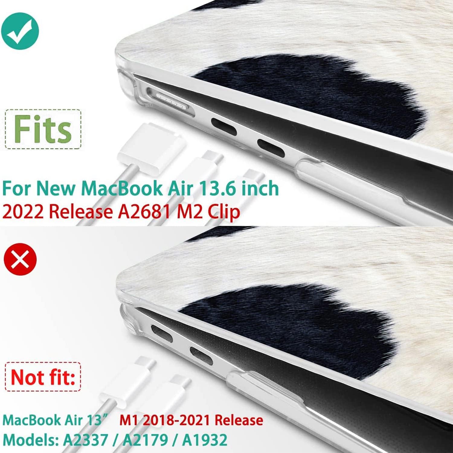 Compatible with MacBook Air 13.6 inch Case 2022-2026 Release A2681 M2 A3113 M3 A3240 M4 A3449 M5 Chip Plastic Laptop Hard Shell w/Mac OS Keyboard Sticker & Keyboard Cover (Cow Hair)