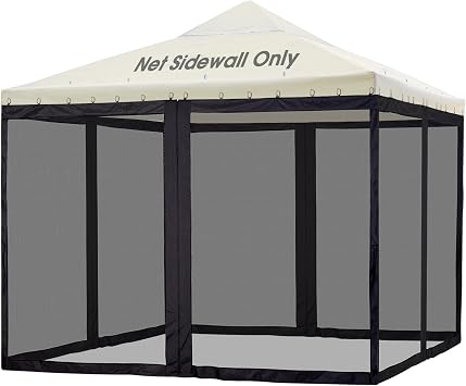 Yescom 10x10ft Gazebo Mesh Netting Outdoor Event Screen Privacy Enclosure Replacement 4 Panel Sheet Sidewall with Zipper Ring Universal for Porch Patio Deck Yard Camping Food Vendor Canopy Tent,Black