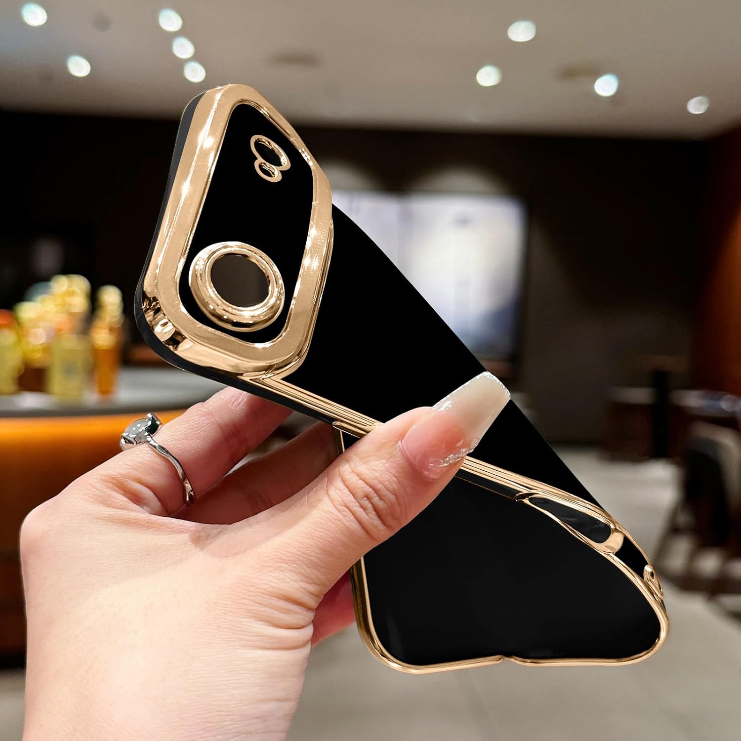 Lafunda Designed for iPhone Air Case Cute, Luxury Plating Case for Women Girls Elegant Gold Edge TPU Bumper Cover with Camera Protection Shockproof Silicone Phone Case for iPhone Air, Black - Image 7