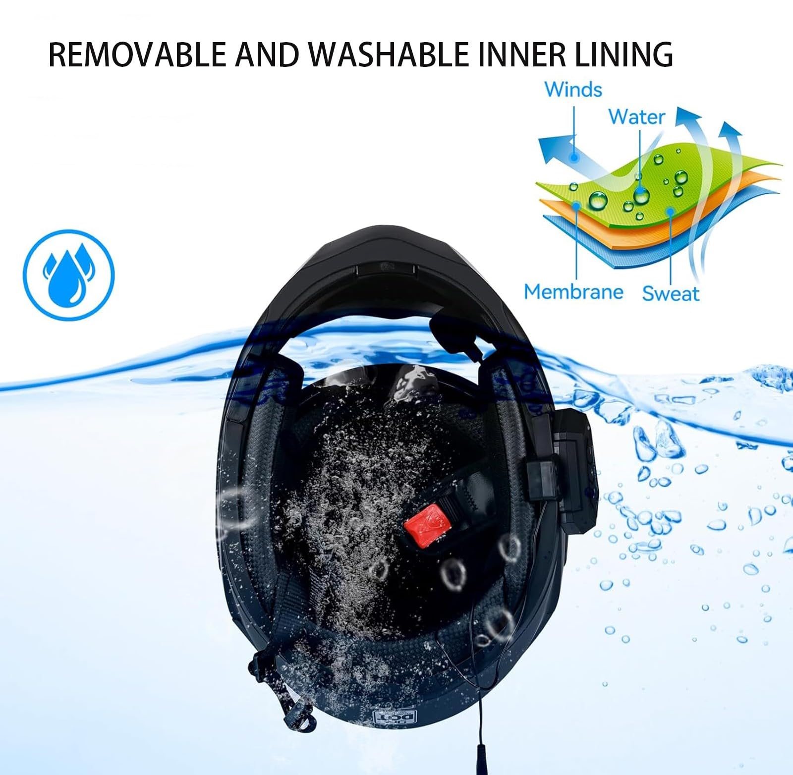 Casco Moto Modular con Bluetooth, Casco Abatible con Doble Visera, ECE Homologado Guantes Térmicos Touchscreen, 40 Piezas Cintas Reflectantes, para Mujer Hombre Adultos K,X-Large