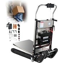 1200W Electric Stair Climbing Hand Truck with Upgraded Tracks, 900lbs HeightAdjustable Tray Stair Climber Trolley Lithium Battery with Safety Rope, Heavy Duty Stair Climber, Warehouse Logistics