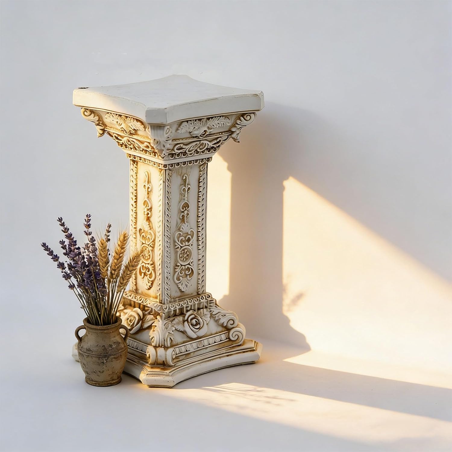 Roman Pillar Garden Statues Resin Roman Column Figurines Display Pedestals Stand Sculptures Garden Outdoor Indoor Decors Pedestals Stand Figurines Sculpture