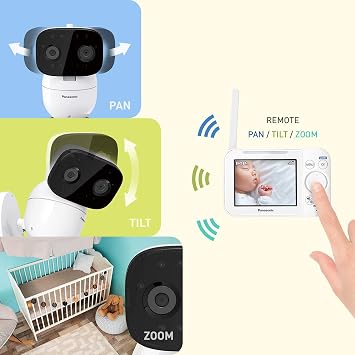 Panasonic Baby Monitor with Camera and Audio, 3.5 Color Video, Extra Long Range, Secure Connection, 2-Way Talk, Soothing Sounds, Remote Pan, Tilt, Zoom - 1 Camera - KX-HN4101W (White)
