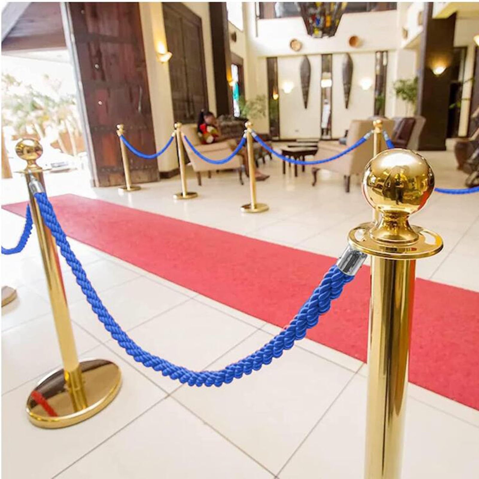 Mousqueton en métal tressé - Corde grise - 60 cm - Cordon de barrière pour hôtels, magasins, cinémas, accessoires