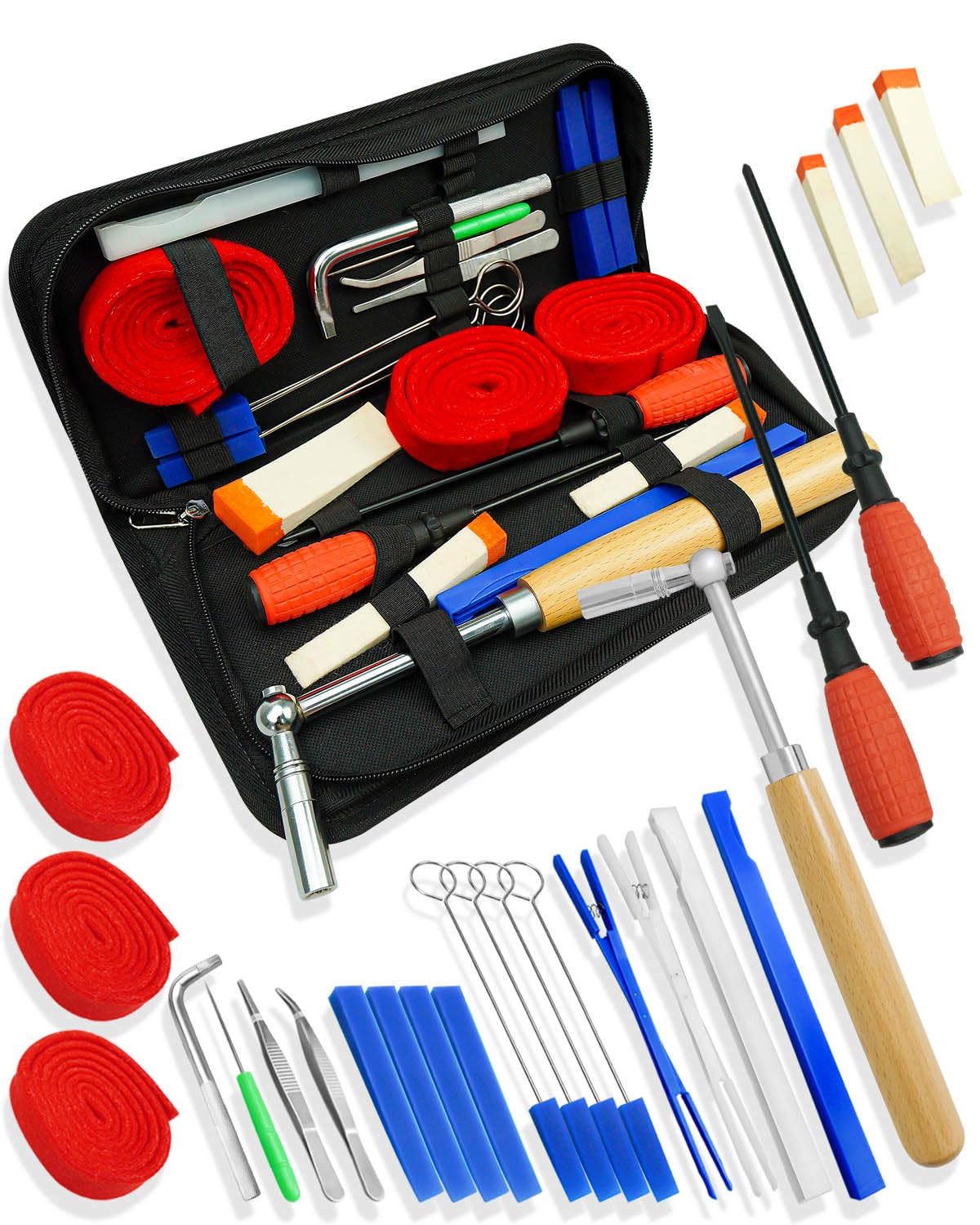 23 Pcs Professional Piano Tuning Kit, Piano Tuner Tool Set with Piano Tuning Hammer/Tuning Wrench, Wrench Fastener, Tuning Mute and Portable Case for Beginners
