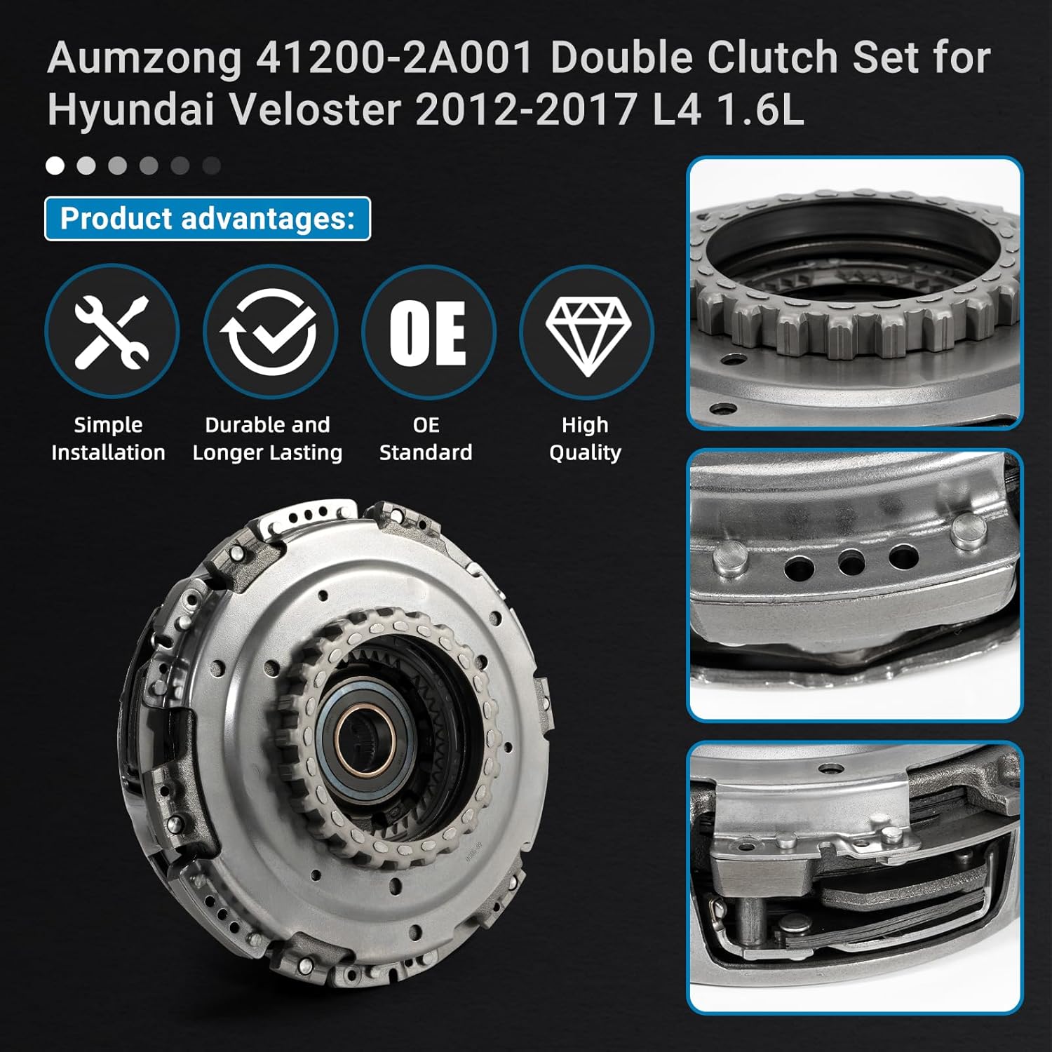 41200-2A001 Double Clutch Set,Dual Clutch Transmission,Compatible with Hyundai Veloster 2012 2013 2014 2015 2016 2017,L4 1.6L,Replacement#41200-2A001,412002A000,412002A001