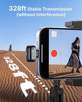 BOYA Mini 2 Wireless Lavalier Microphone for iPhone Andriod, USB-C, Black