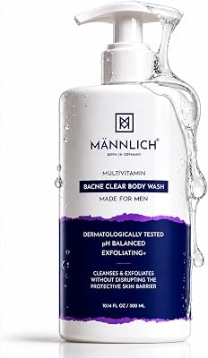 2% Salicylic Acid Body Acne Wash for Men (300 ml) - Bacne Clear Body Wash Men Shower Gel - 3% Niacinamide Prevents Body Acne, Exfoliates & Nourishes Skin - Suitable for All Skin Types - Paraben & SLS Free