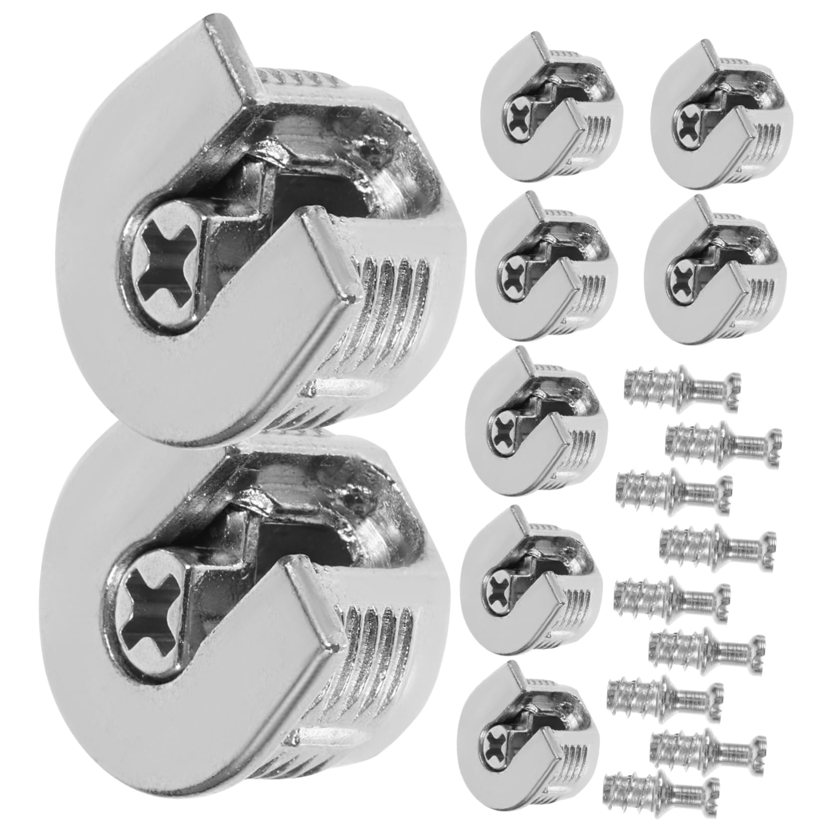 Set Di 10 Connettori Eccentrici Per Mobili - Fissaggio Rapido Per Pannelli, Ripiani E Armadi, Antiruggine E Resistenti, 2x2.1x1.5 Cm
