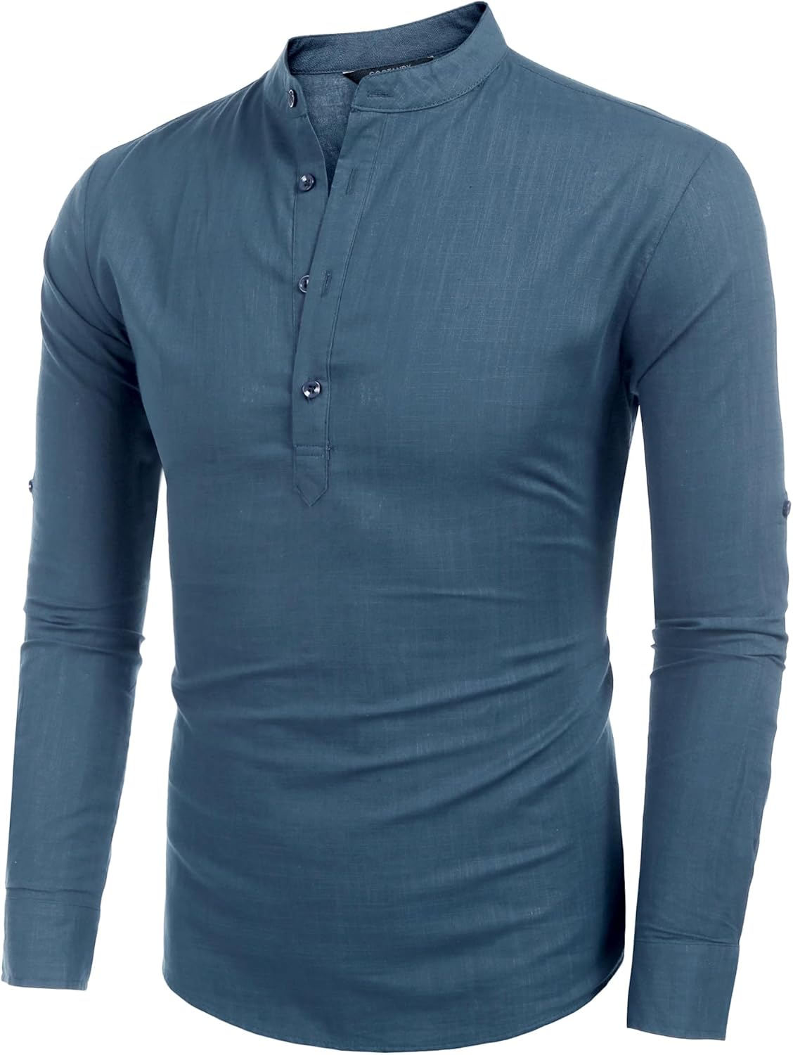 COOFANDY Men's Cotton Linen Henley T-Shirt Long Sleeve Hippie Casual Beach T-Shirts - Image 4