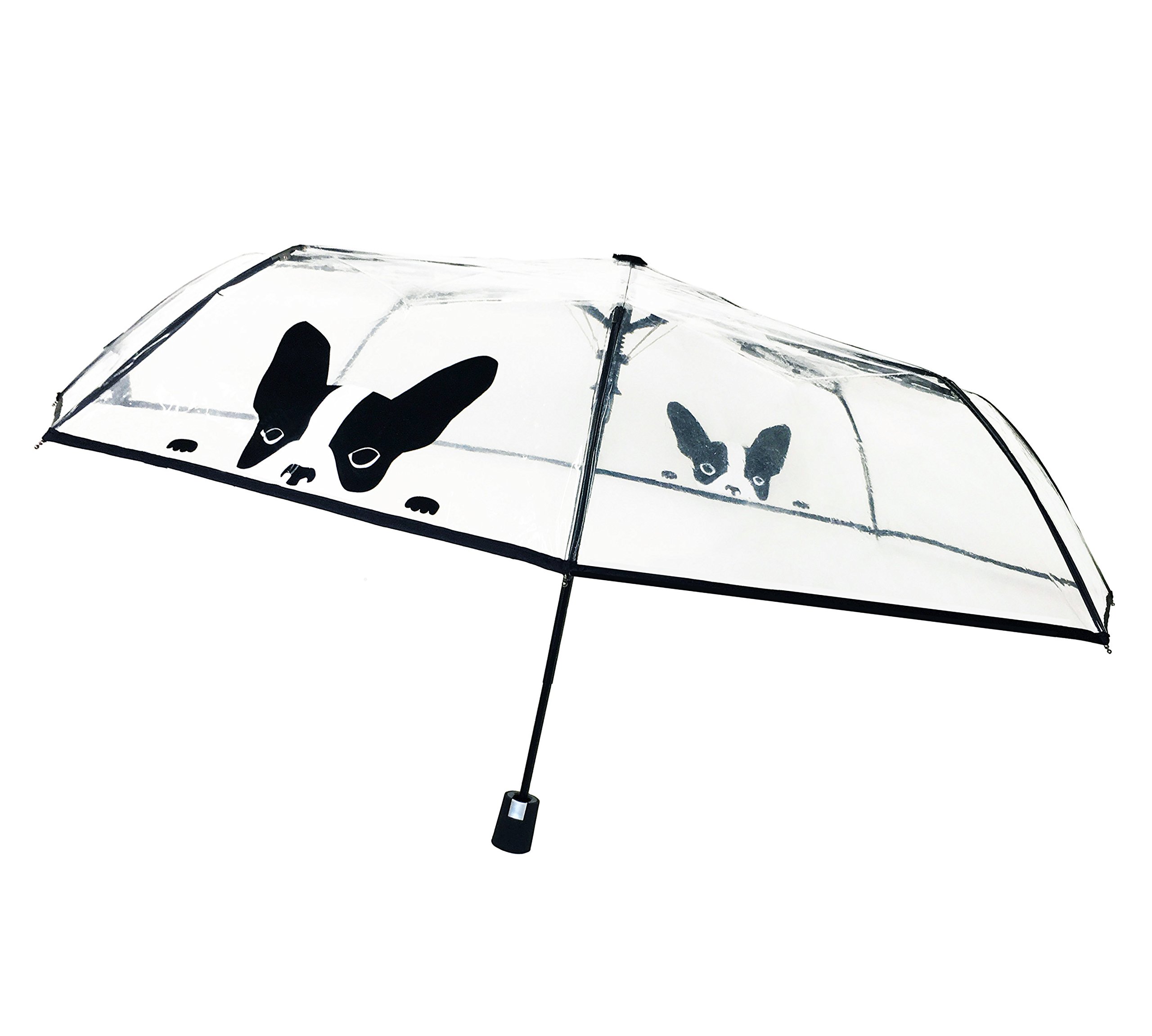SMATI SMARTBULLE Transparent Folding Umbrella - Compact; Strong; Windproof; Automatic opening; Diameter=98cm; Women's umbrella; DOG design