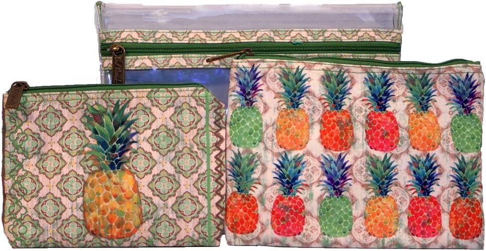 PB Tropical Pineapple 3 Piece Travel Bag Set Organizer