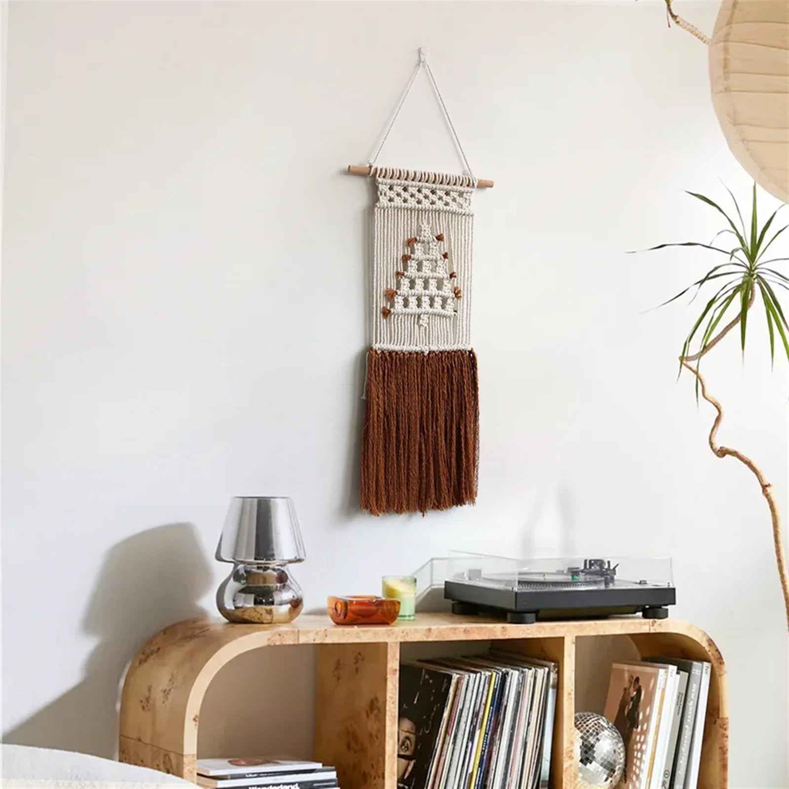 FonHNDG Gewebter Makramee-Wandteppich, Zimmer- und Gartendekor, Heim- Dekoration for Schlafzimmer, Wandkunst, Ästhetik, Dekorationsartikel, Ornamente Für die Dekoration von Wänden(Style1)