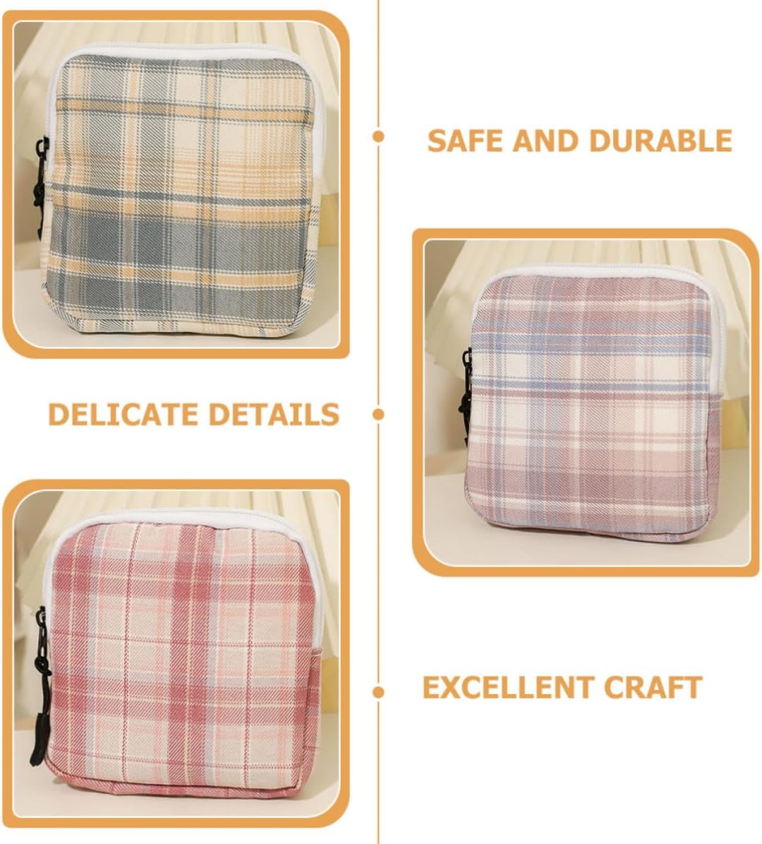 4pcs Sanitary Napkin Bag Cotton Zipper Pouch for Keys and Pads image 3
