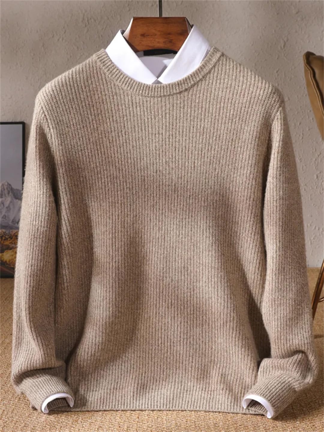 Maglione da uomo con colletto rotondo spesso lavorato a maglia maglione invernale casual allentato