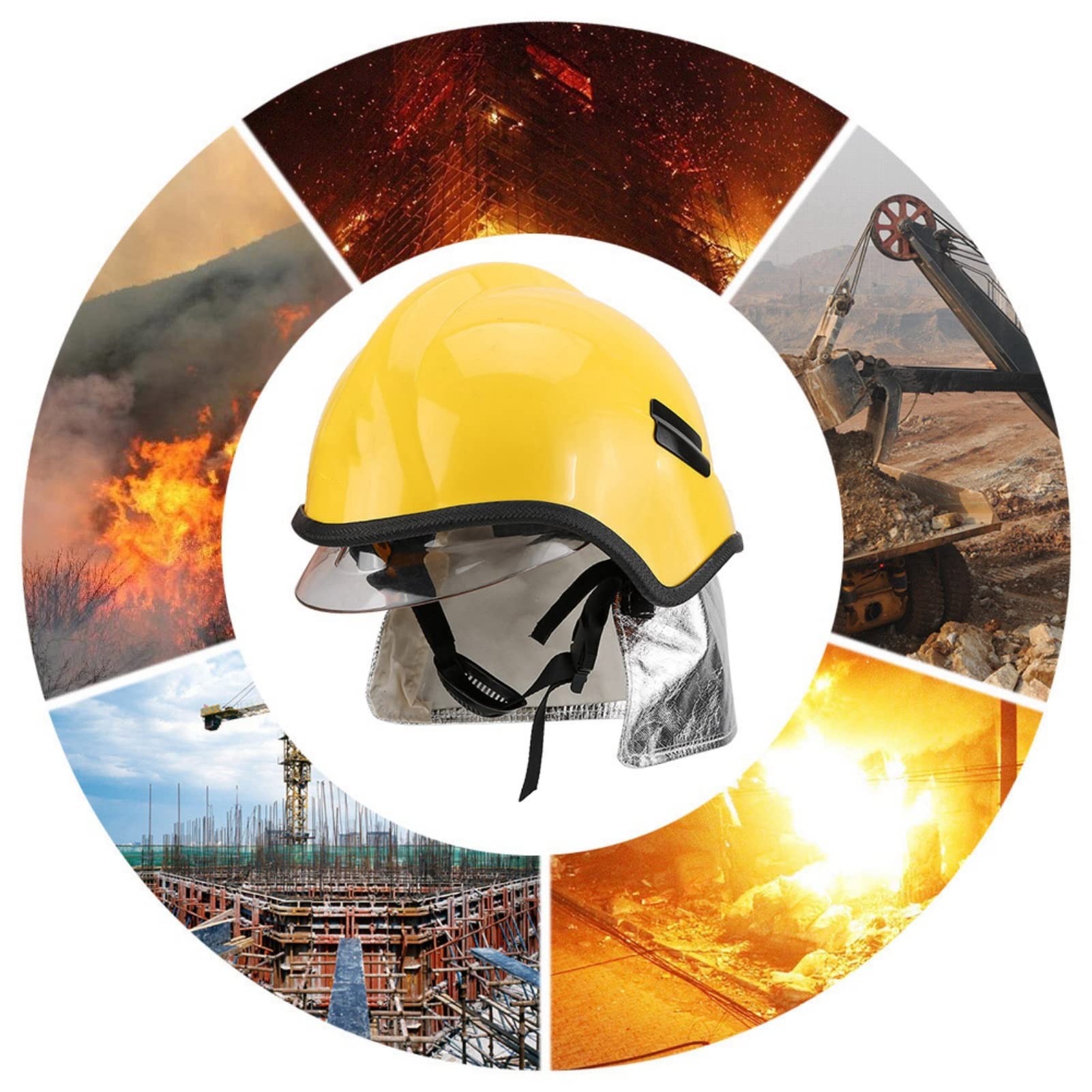 Casco de seguridad contra incendios con casco,Casco de bombero resistente a altas temperaturas,Casco de protección contra incendios de rescate de extinción,Cinturón amortiguador para un uso cómodo