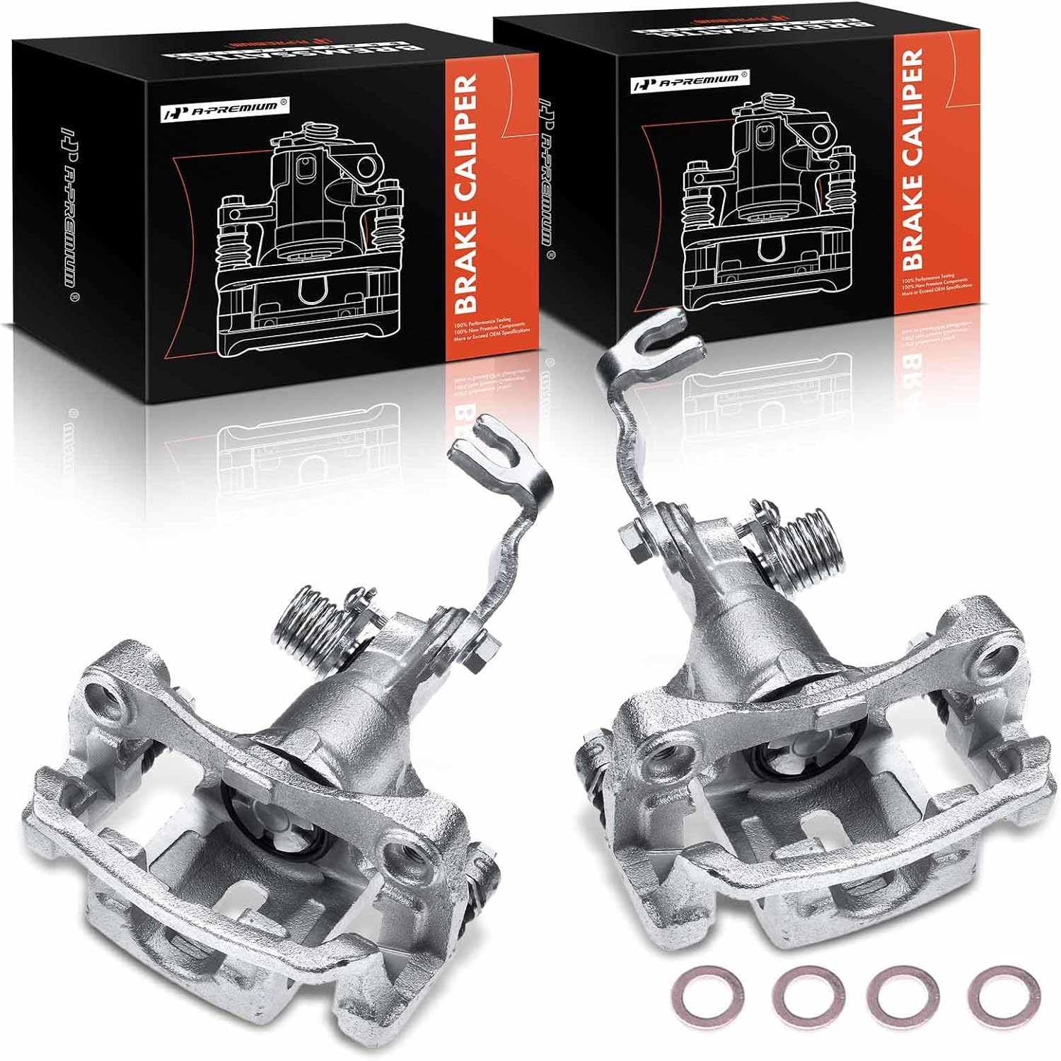 A-Premium Disc Brake Caliper Assembly with Bracket Compatible with Select Infiniti and Nissan Models - G20 2002, Sentra 2002-2006, L4 2.5L - Rear Driver and Passenger Side, 2-PC Set