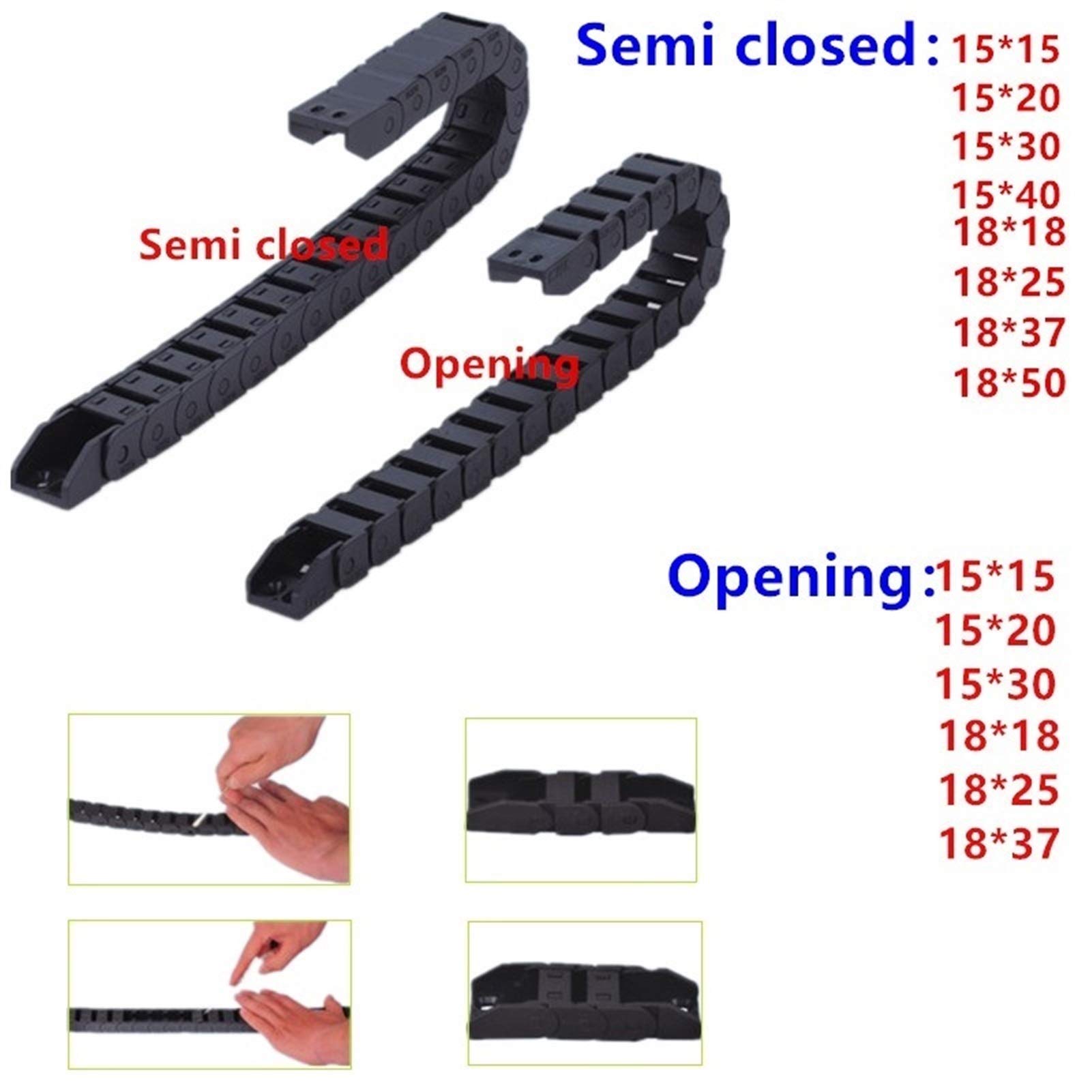 Cadena Portacables 15x15 15x20 15x30 15x40 R38 18x18 18x25 18x37 18x50 mm con Conector Final