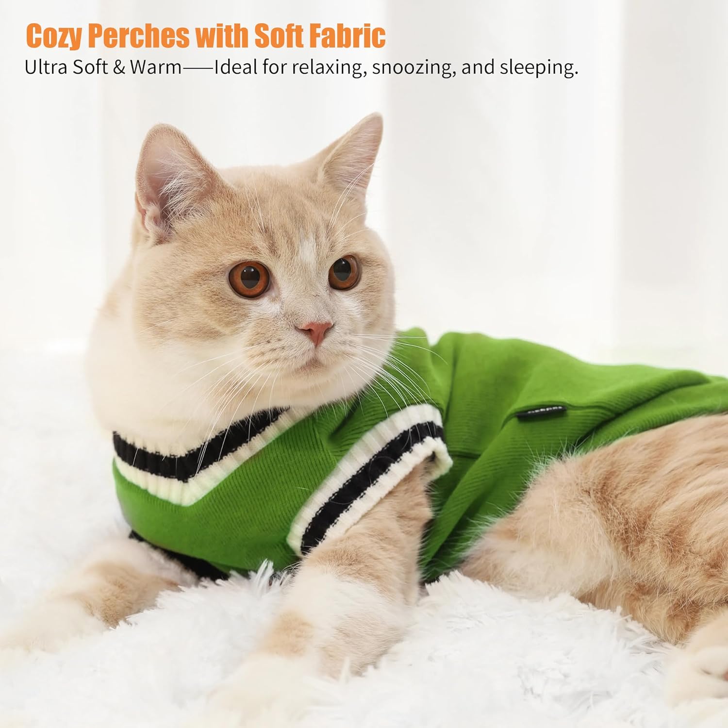 COZIWOW Cloud Cat Tree Tower, Solid Natural Wood Branches, Modern, Aesthetic, Unique, Cat-Approved, 34" L x 17.7" W x 41.7" H, White