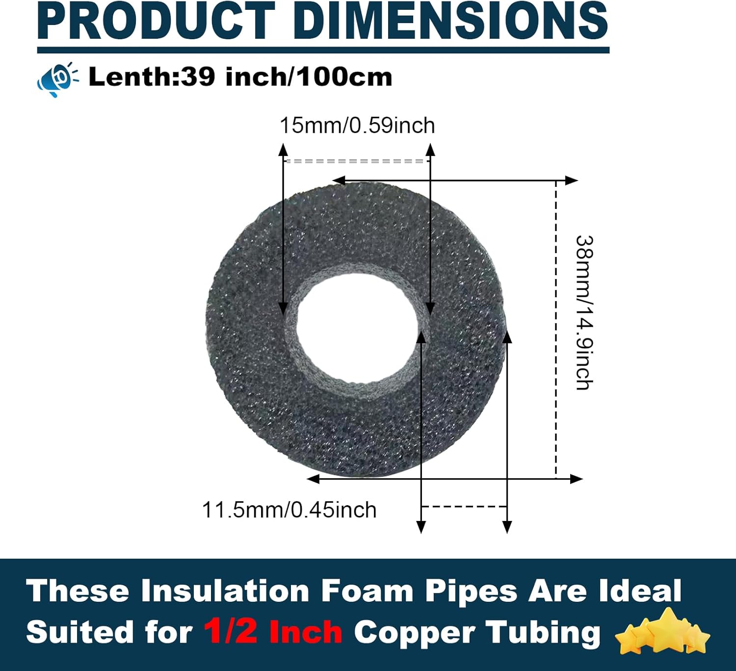 heatit insulating foam pipe covers, outdoor water pipe insulation water pipe freeze protection,foam tube suitable for outdoor and indoor water pipe pipeline(24 pcs,1/2 inch) fpc-1/2-24