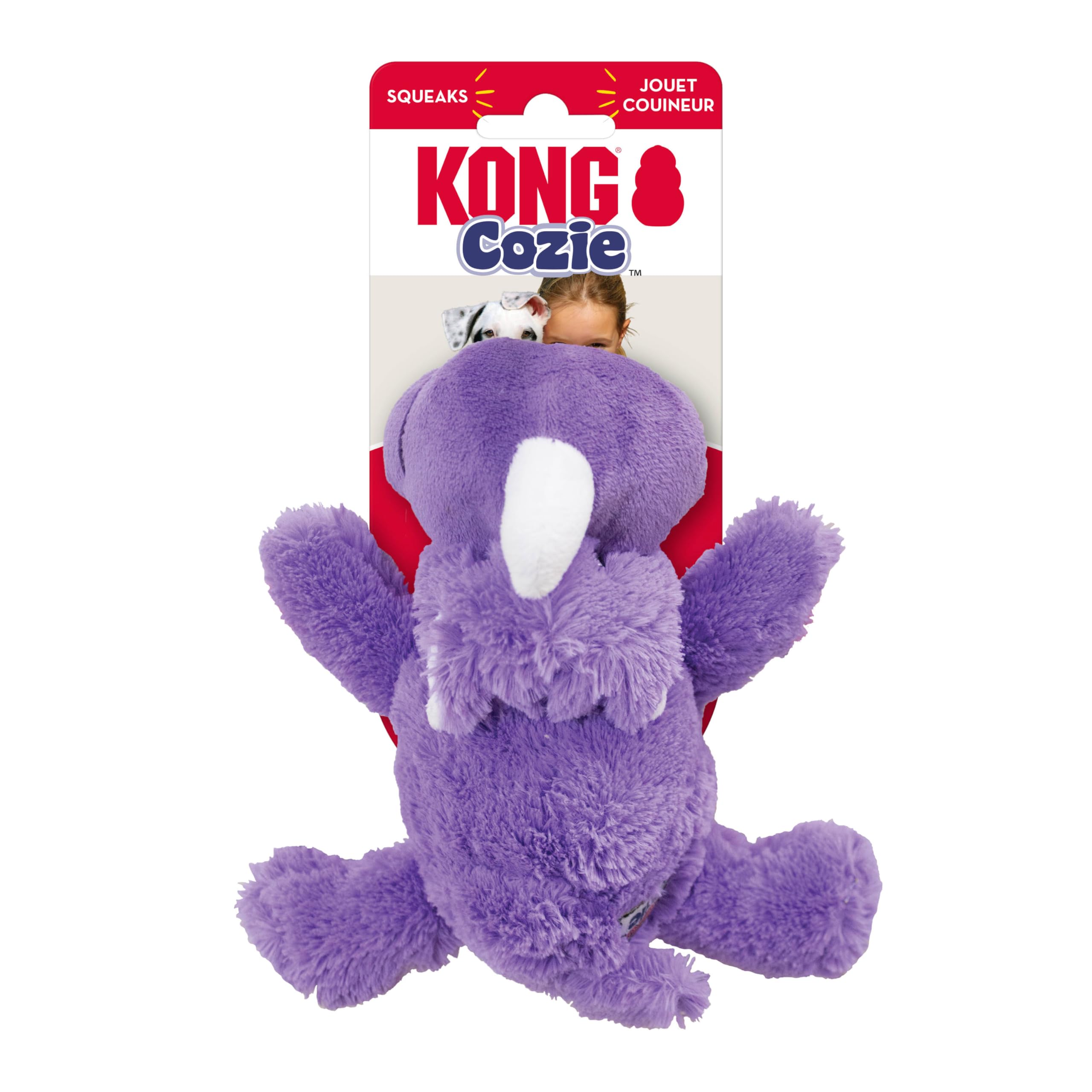 KONG - Cozie™ Rosie Rhino - Indoor Cuddle Squeaky Plush Dog Toy - For Small Dogs, Purple - Image 2
