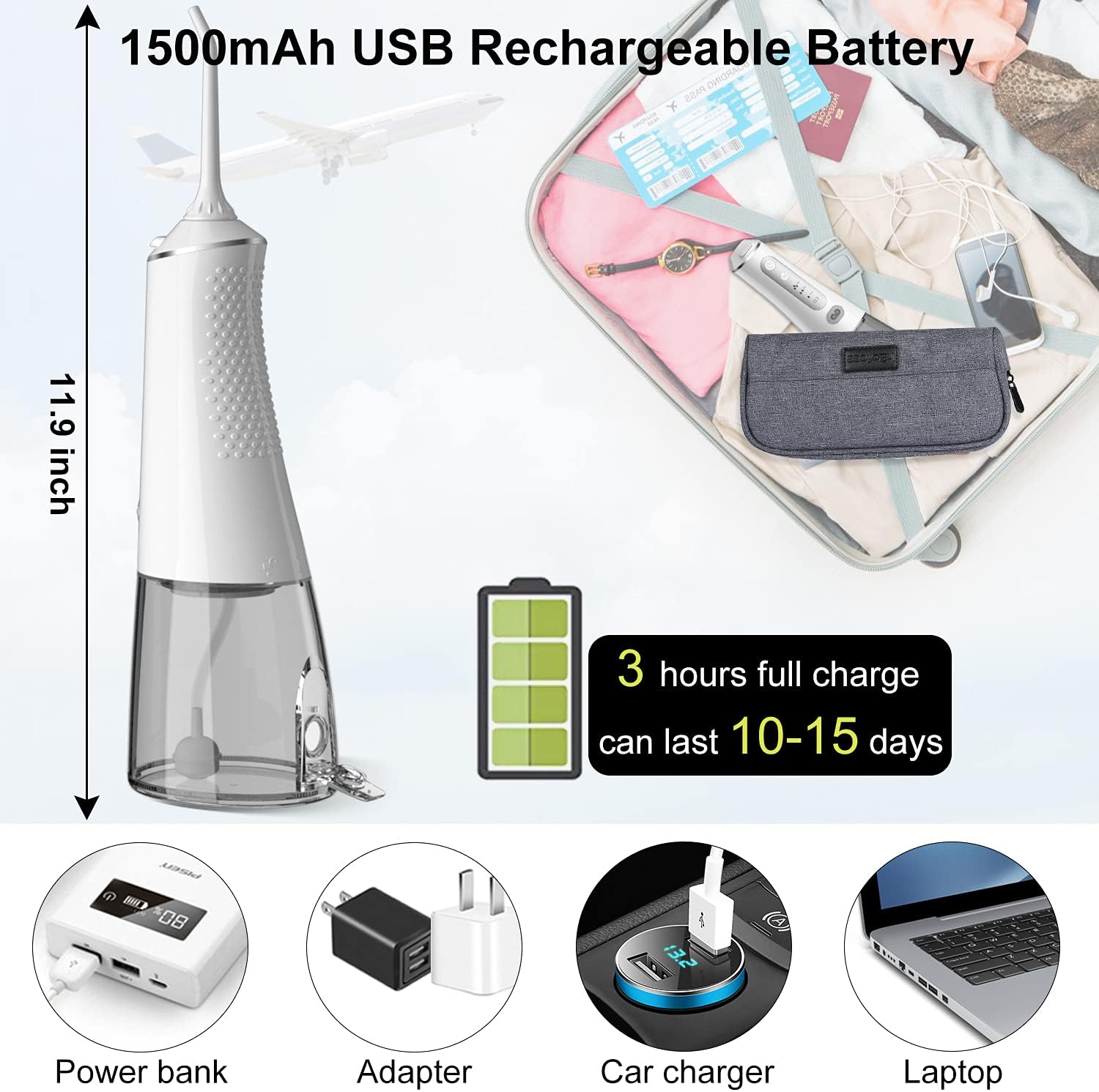 Water Flosser Cordless Teeth Cleaner, Portable Dental Oral Irrigator 6 Modes, 6 Replacement Tips, IPX7 Waterproof Rechargeable Water Flossing for Braces, Home, Travel : Beauty & Personal Care