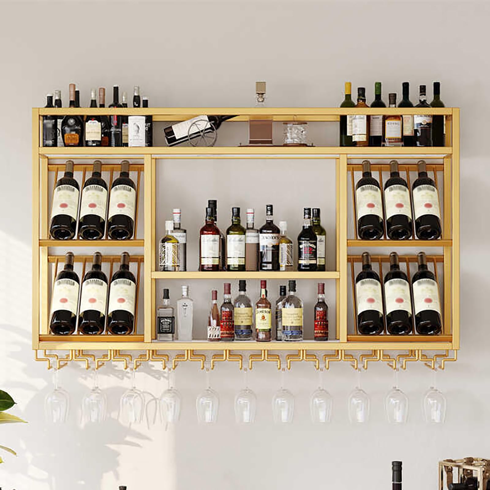 Étagère à vin murale flottante pour aménager un coin bar à la maison