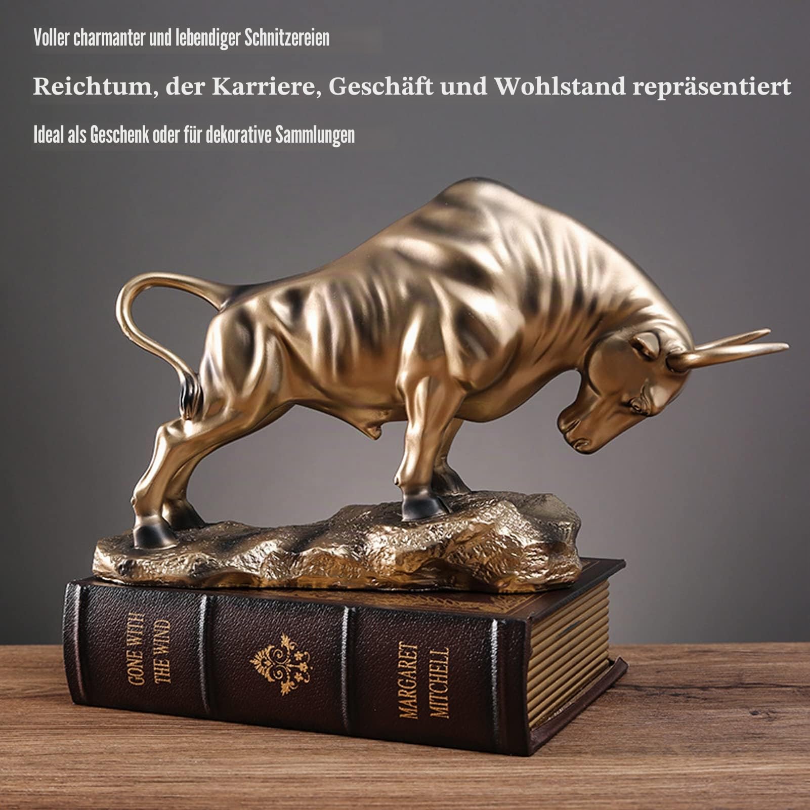 Goldener Stier, Stier Skulptur Dekoration, Gold, Moderne Kunst, Schmuckhalter, Tierstatuen, Schreibtisch, Tisch, Heimdekoration, Abstrakte Skulpturen, Harz, Stier Statuen, Glückliche