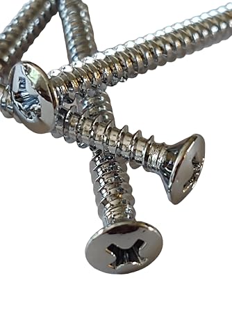 4 Pack Chrome Guitar Neckplate Screws Long 1-3/4 inch X #8