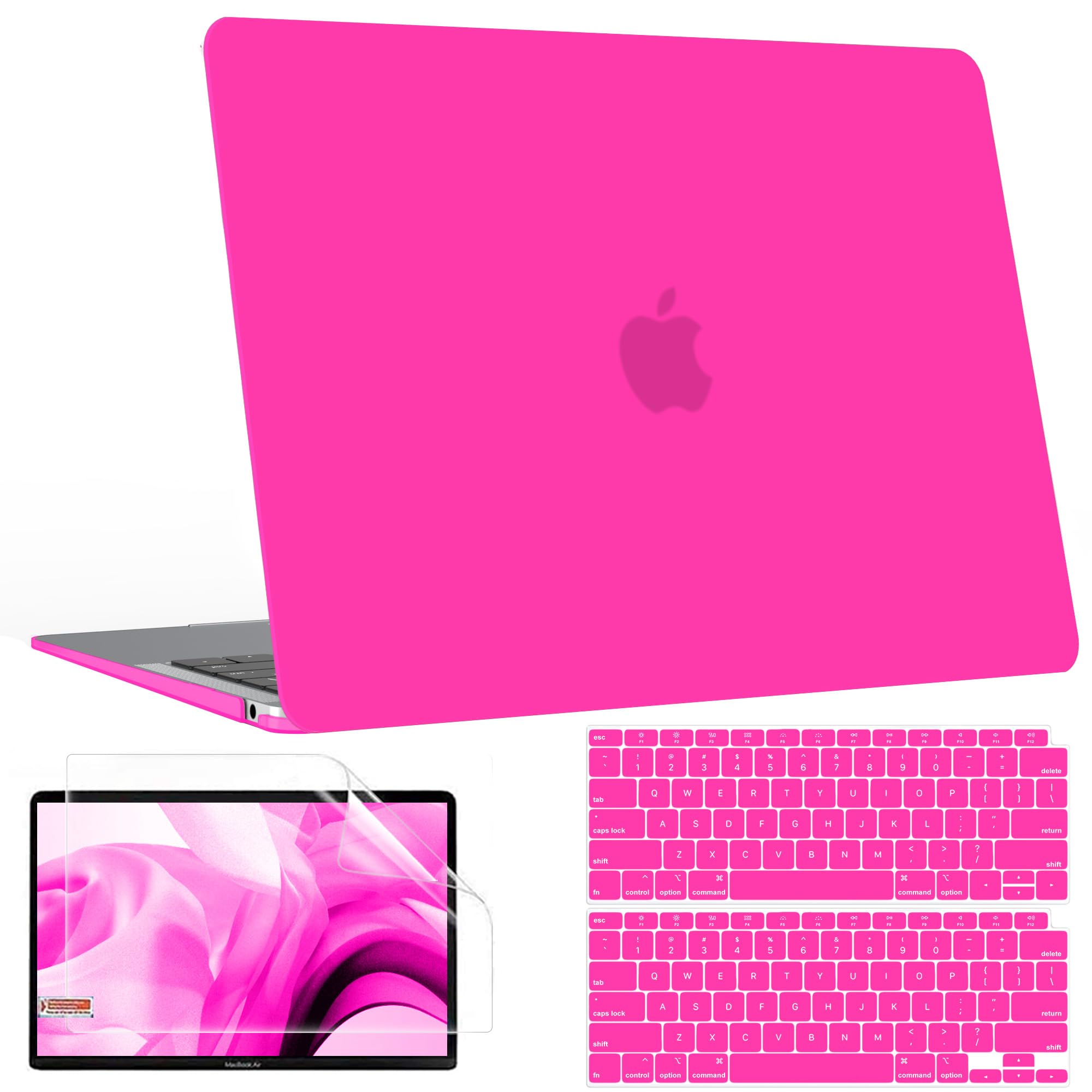 B BELK Compatible with MacBook Air 13 inch Case M1, MacBook Air Case 2021 2020 2019 2018 A2337 A2179 A1932 Touch ID, Plastic Laptop Hard Shell + 2 Keyboard Covers + Screen Protector, Bright Rose