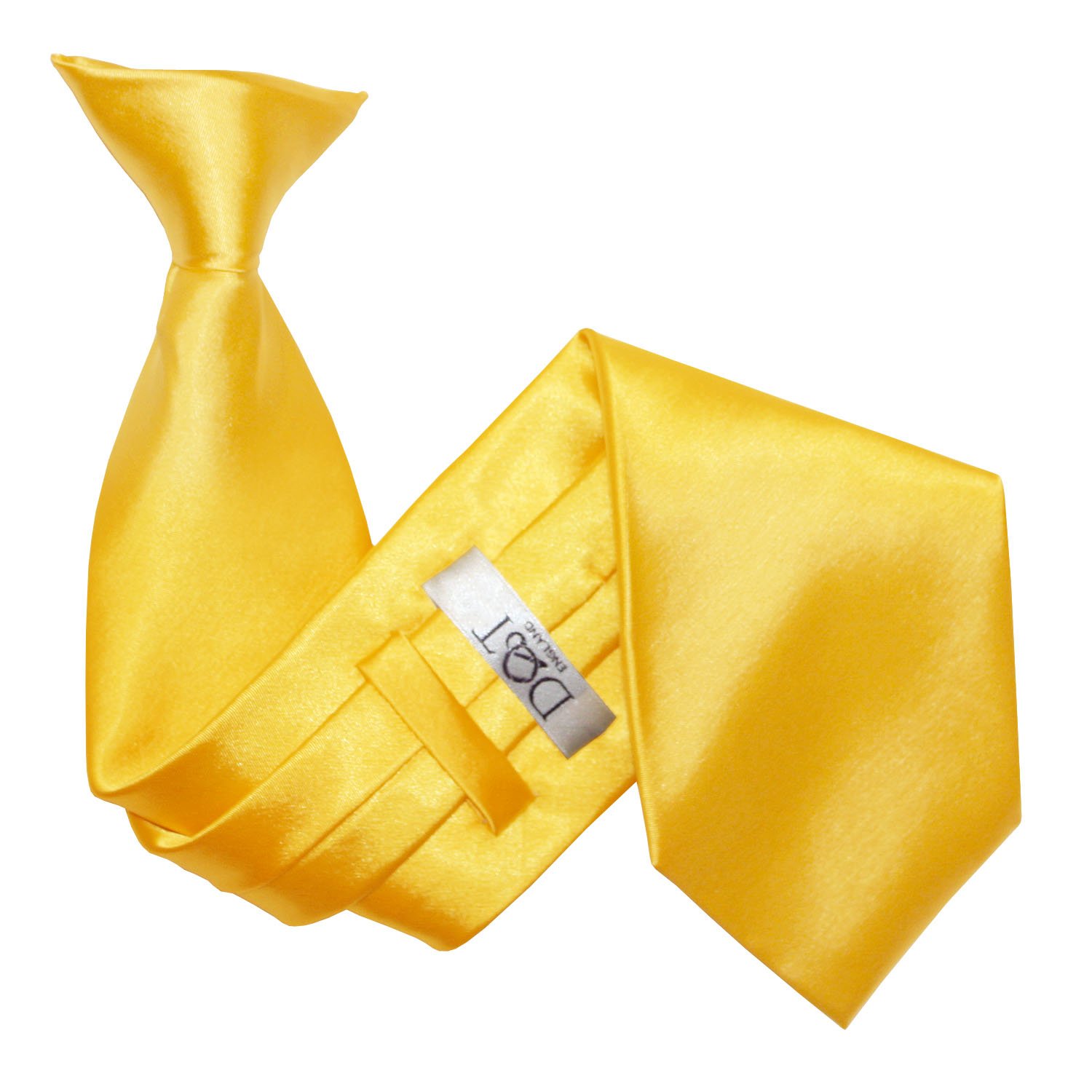 Dqt Men's Marigold Plain Satin Clip-On Tie - Pre-Tied Necktie For Wedding, Business, Uniform, Security & Formal