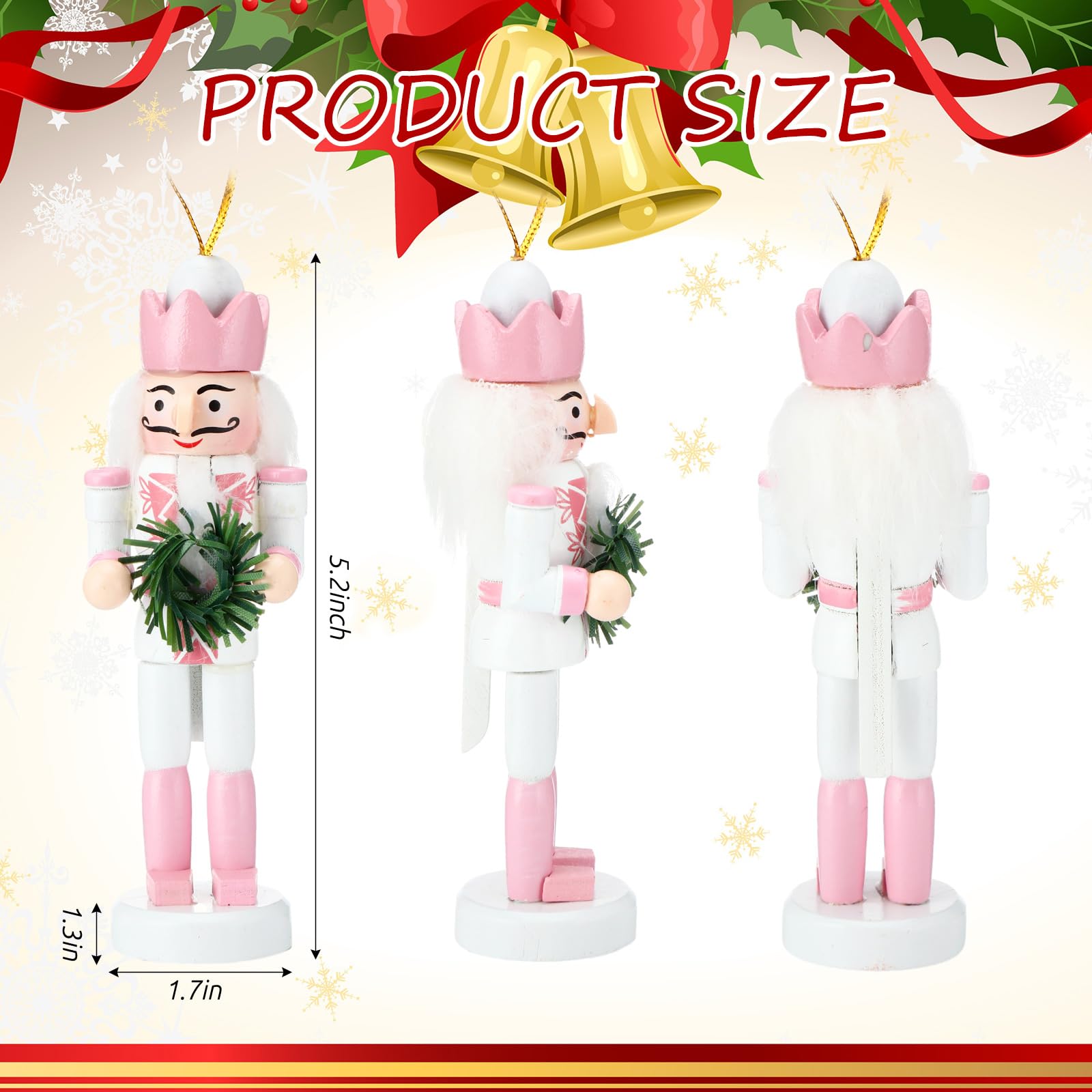 Jetec 10 Pcs Christmas Nutcracker Ornaments Wooden Hanging Decorations 5 Inch Tall Nutcracker Figures Christmas Decorations(Cute Style)