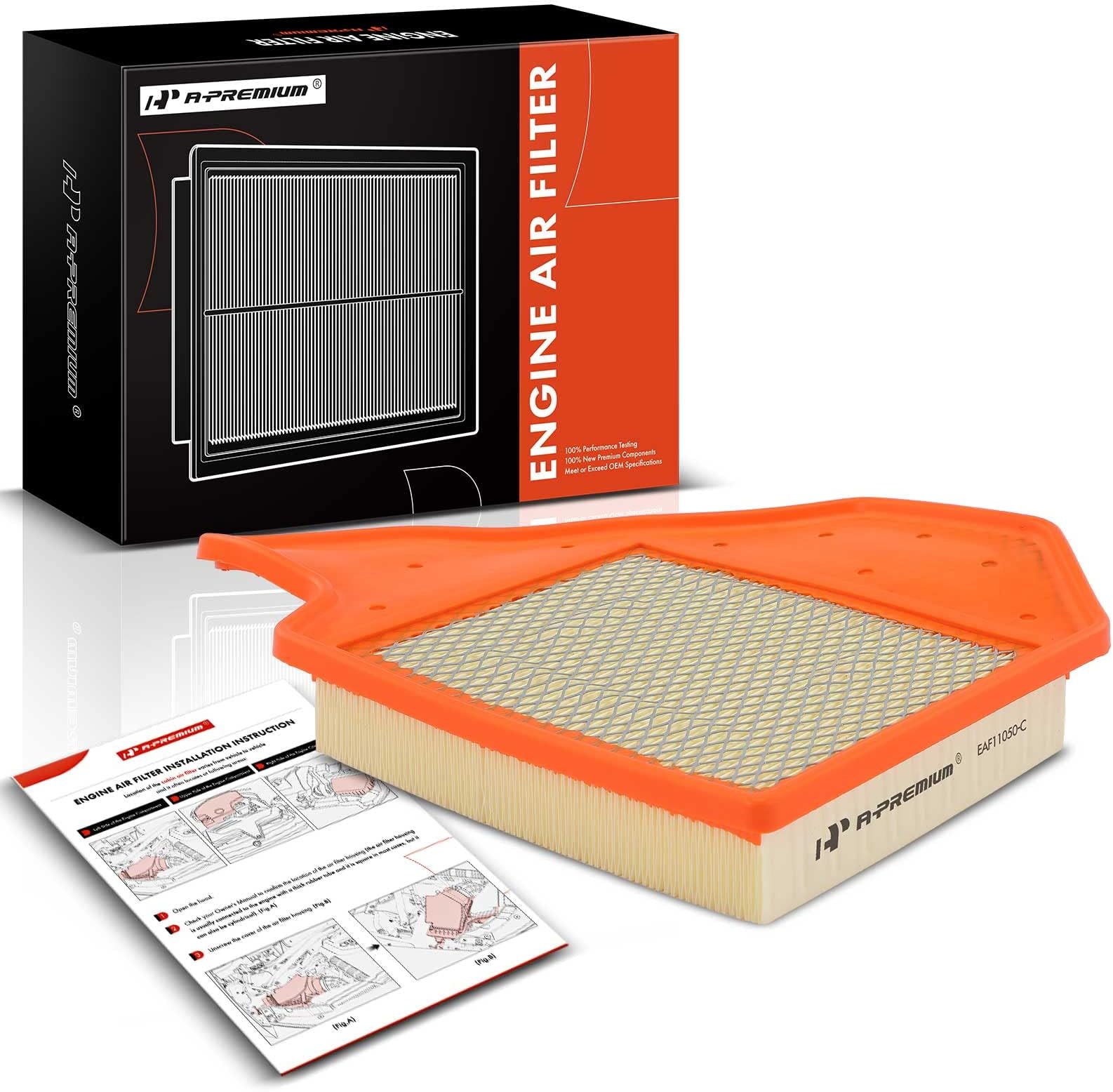 A-Premium Engine Air Filter Compatible with Chrysler Town & Country & Dodge Grand Caravan & Ram C/V & Volkswagen Routan, 2011-2020, Flexible Panel, Replace# CA11050, 4861737AA