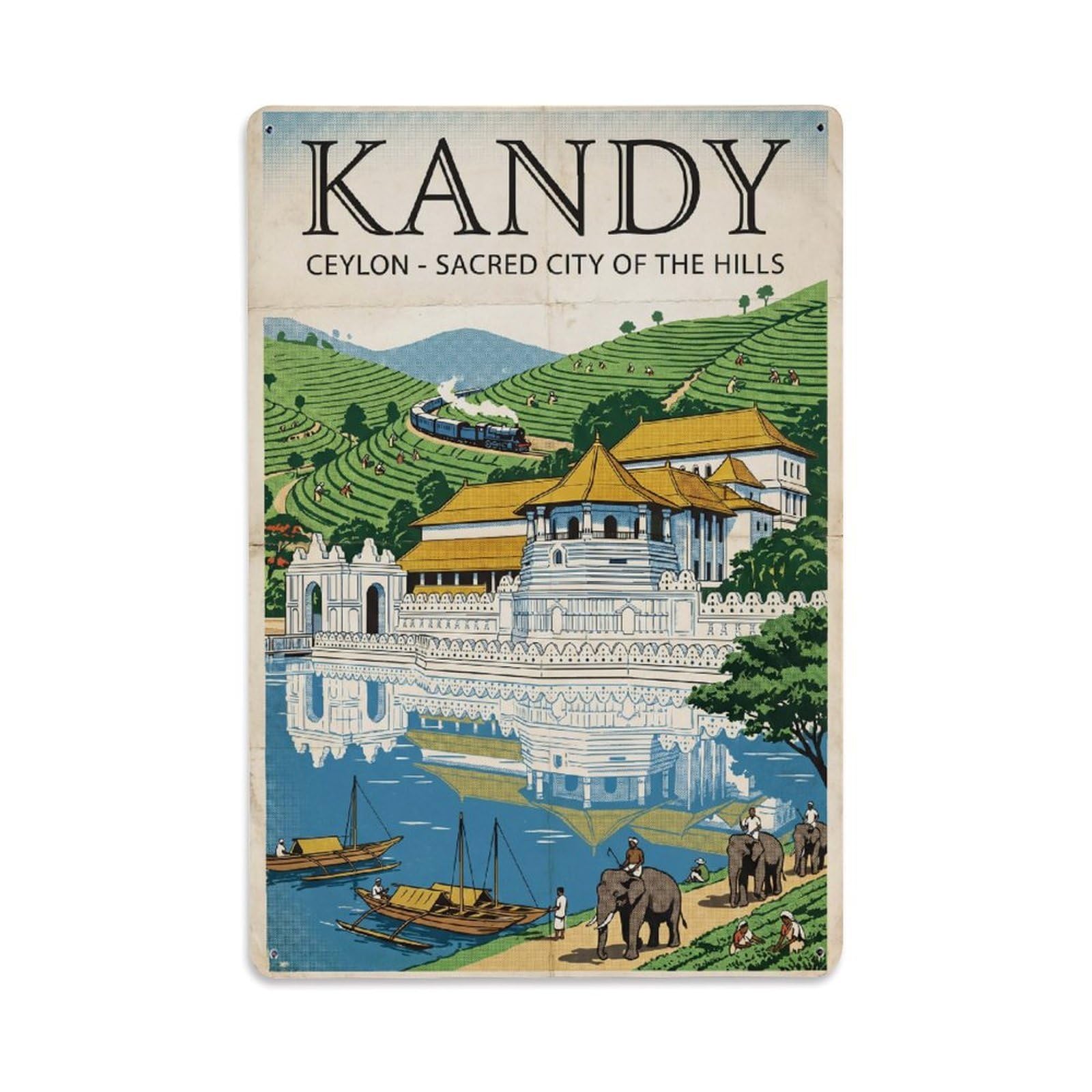 Gead 8X12inch Style Sri Lanka Kandy Travel Retro Metal Tin Sign