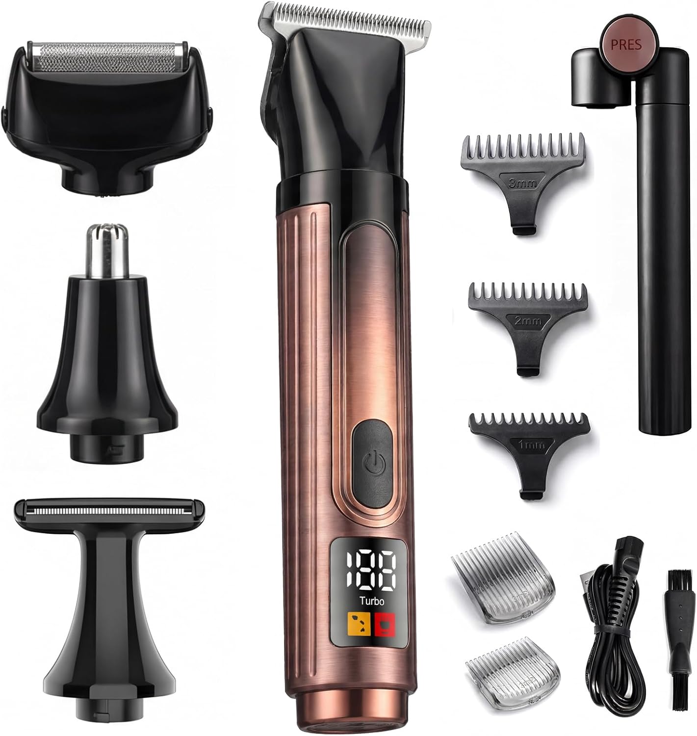 Back Shaver for Men with LED Display, 4-in-1 Rechargeable Body & Back Trimmer, Extendable Long Handle, Safety Lock, IPX7 Waterproof, Adjustable Speed, Wet/Dry Use, Travel Case Included