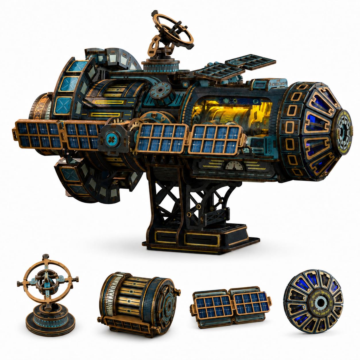 Spilay Wooden Puzzles for Adults, Celestigon Station Black with LED Light