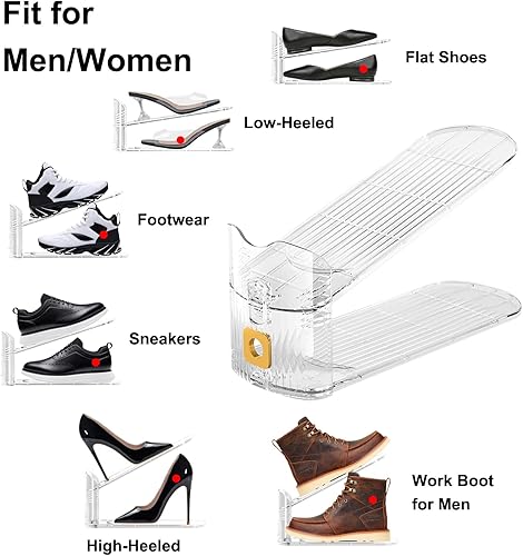 Miniatura 3 de Paquete de 12 ranuras para zapatos, organizador para armario, apilador de zapatos, organizador para armario, ahorro de espacio, organizador de