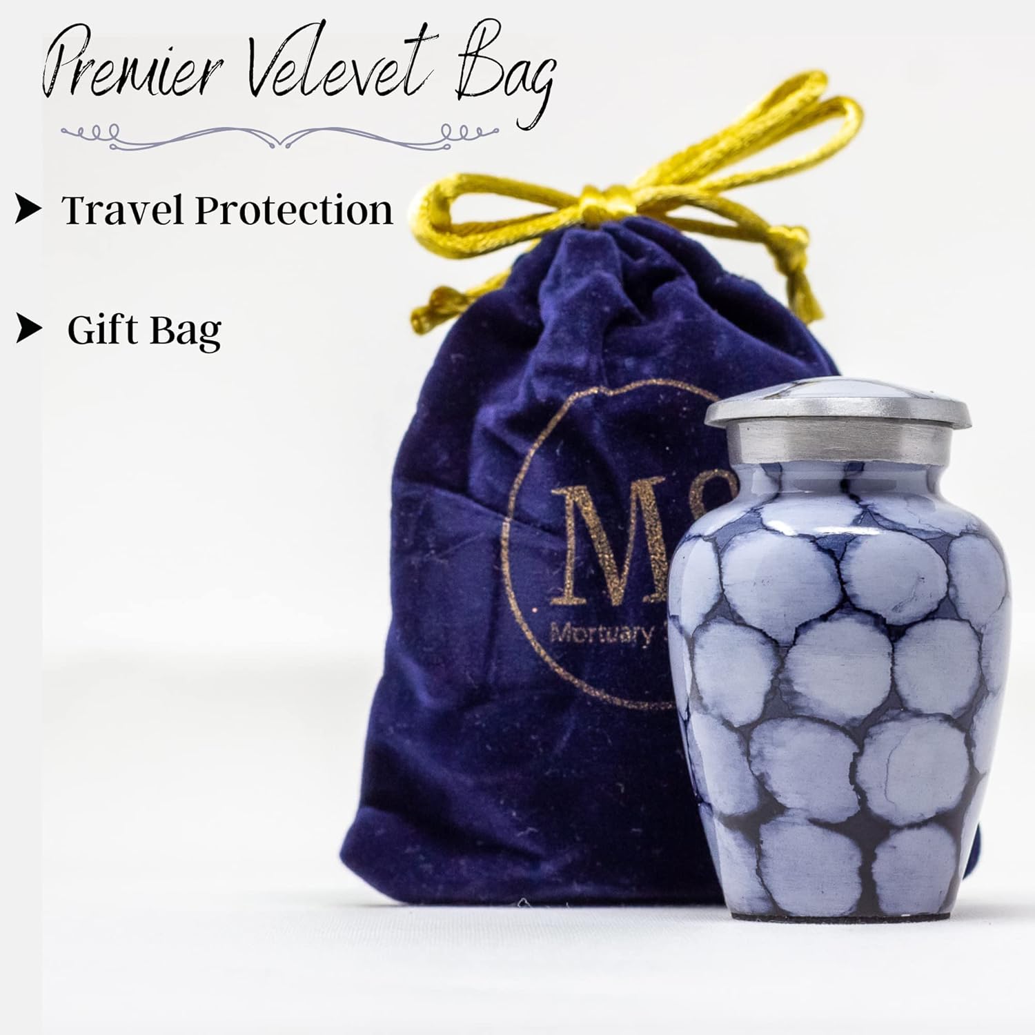 Small Urn for Human Ashes - Purple and Black Mini Urn for Ashes - Keepsake Urn with Blue Velvet Bag