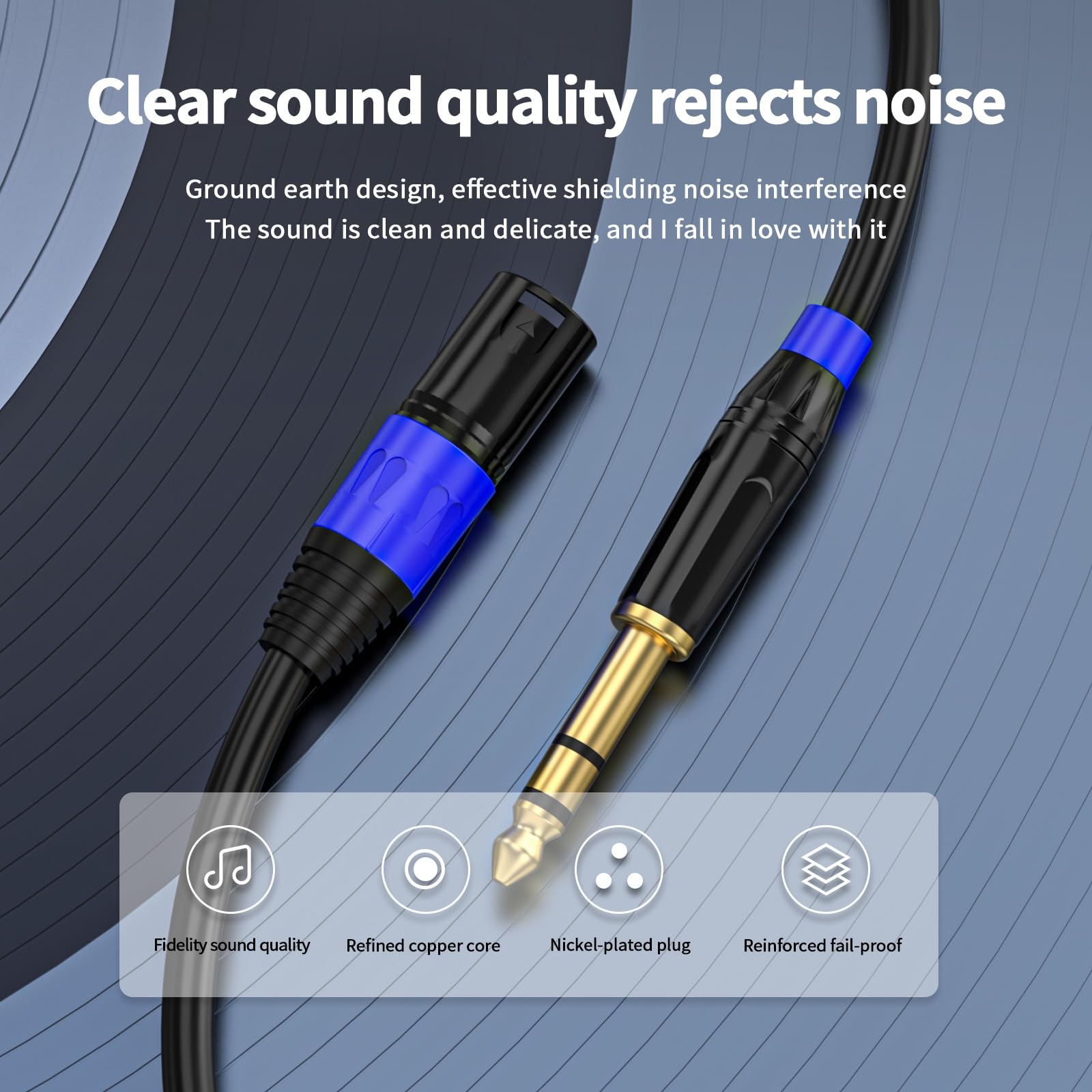 Cable de interconexión equilibrado TRS a XLR 3M Pro de 1/4 pulgadas, XLR macho a 1/4 pulgadas (6.35 mm) estéreo equilibrado micrófono estéreo convertidor de audio estéreo cable adaptador 2