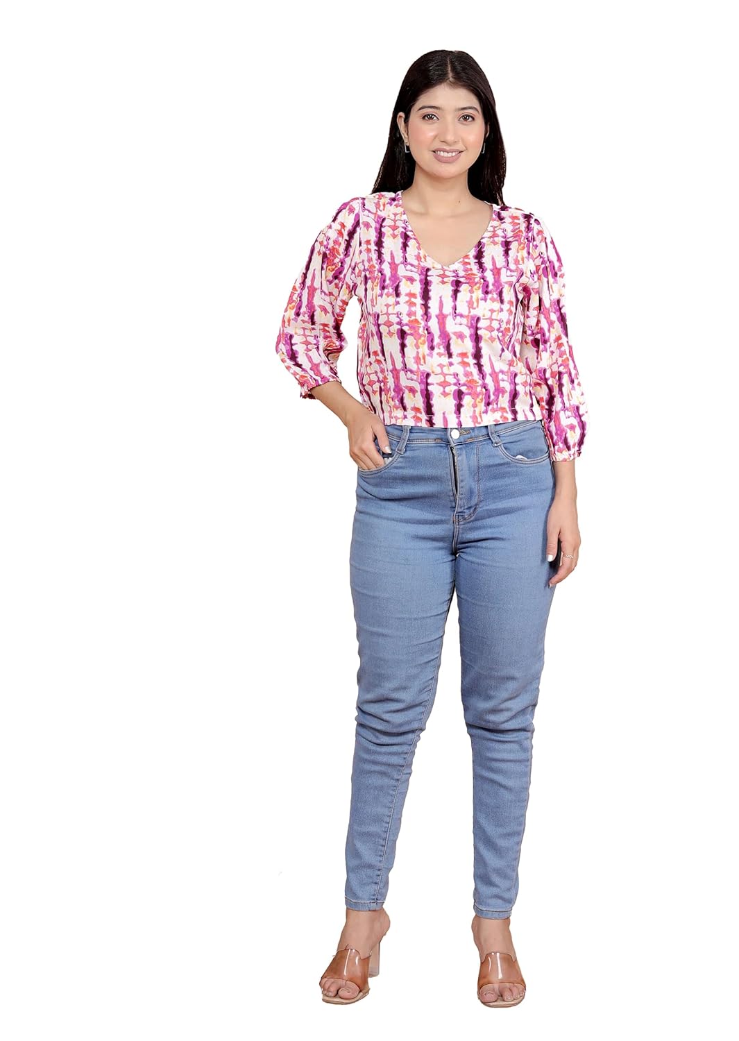 Women’s Cotton Printed Straight 3/4th Sleeves V-Neck Short Kurta Perfect for Casual, Formal, and Ethnic Wear (Multicolor) Women’s Cotton Printed Straight 3/4th Sleeves V-Neck Short Kurta Perfect for Casual, Formal, and Ethnic Wear (Multicolor)