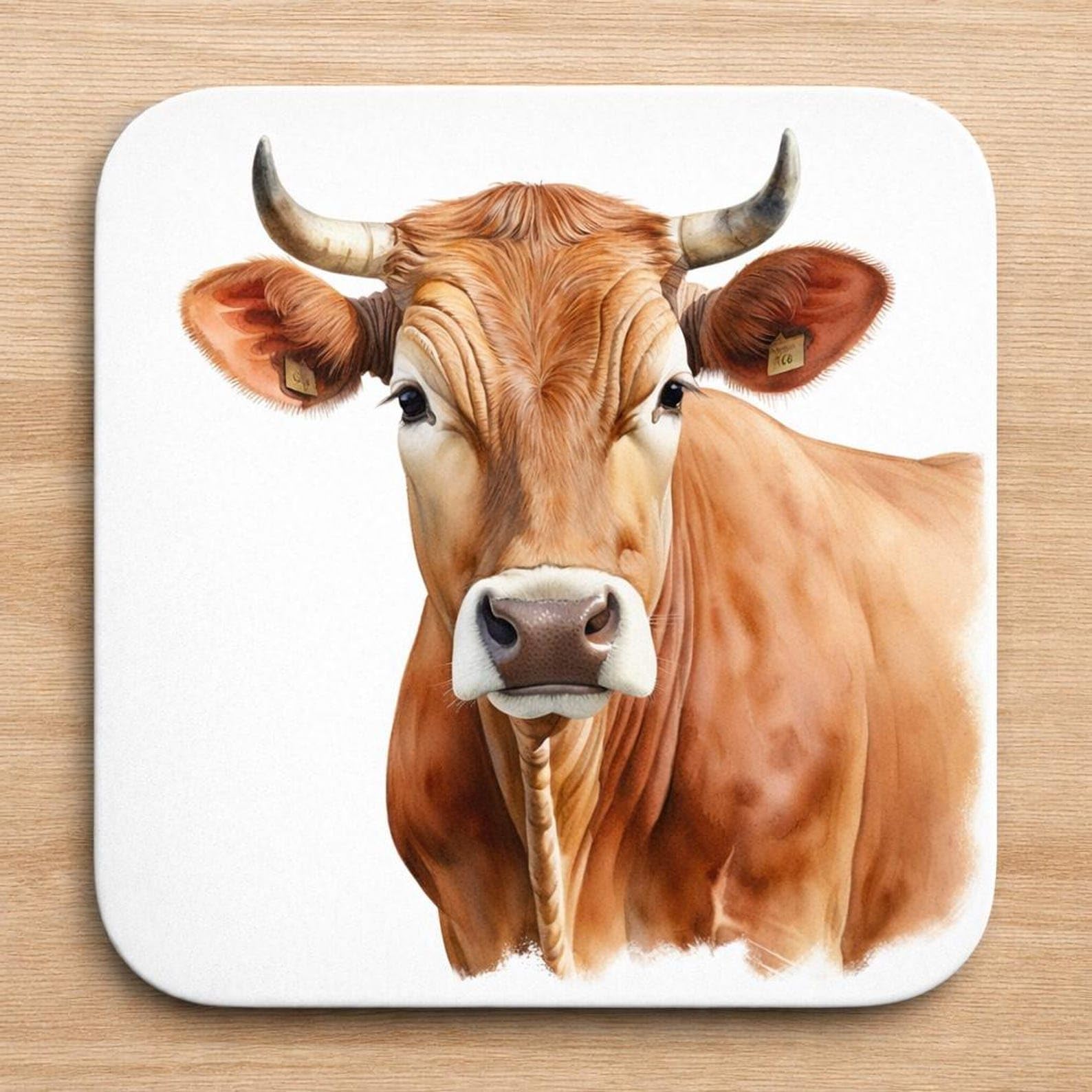 Half A Donkey Multicolor Farmhouse Cow Coaster