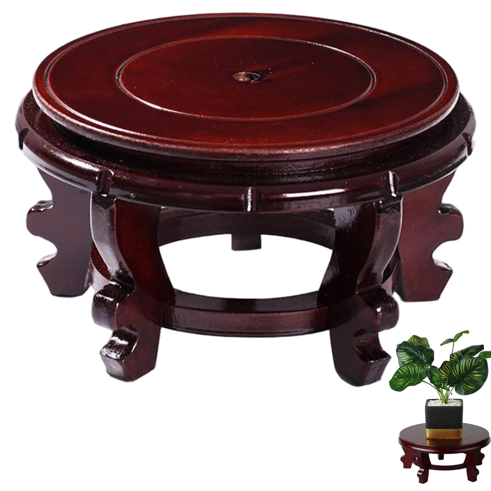 Gemuseeee 12 Inch Oriental Plant Stand Vase Stand Indoor Flower Pot Base Vase Display Shelf Chinese Fishbowl Planter for Display