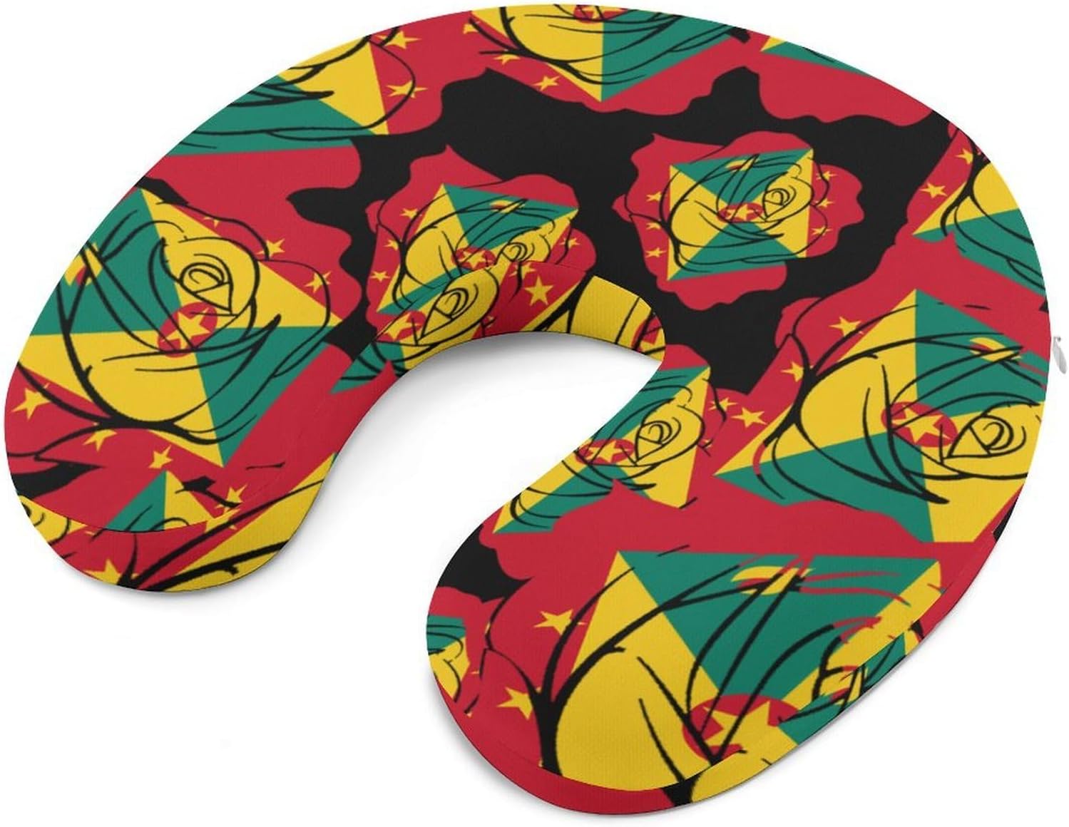 Grenada Flag Grenadian Rose Travel Pillow U Shape Neck Pillow Washable Pillowcase for Sleeping Chair