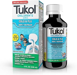 Children's Cold & Flu Kids Cold and Flu Medicine, Children's Cough and Cold Medicine, Multi-Symptom Relief for Fever, Aches, Nasal Congestion, Berry-Flavored, 4 fl oz