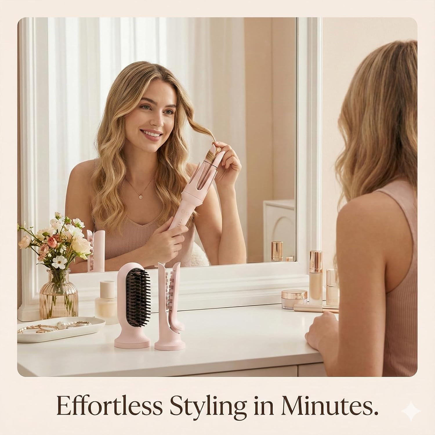 3 In 1automatic Curling Iron - Hair Curler Automatic Rotating with Straightener +1.25 Curling Barrels+Volumizing Curling - 3 Temp Self Curling Hair Curler,Anti-Scald,Tangle-Free,Lightweight for Travel