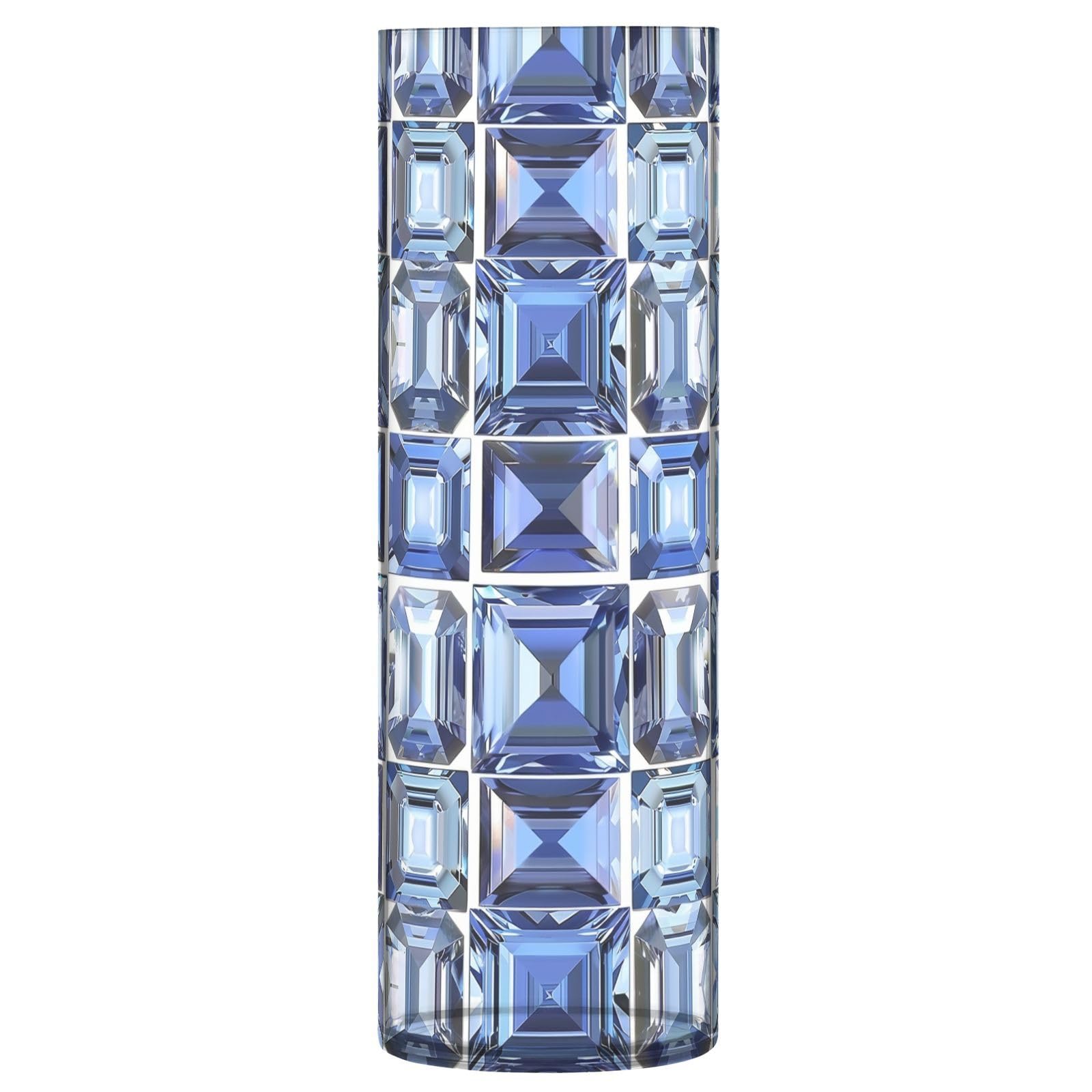 Jarrón rectangular de cristal de zafiro cuadrado colorido de 11.8 x 3.9 pulgadas, jarrón decorativo para sala de estar, interior, dormitorio, comedor, decoración de jarrones para decorar UNA mesa de
